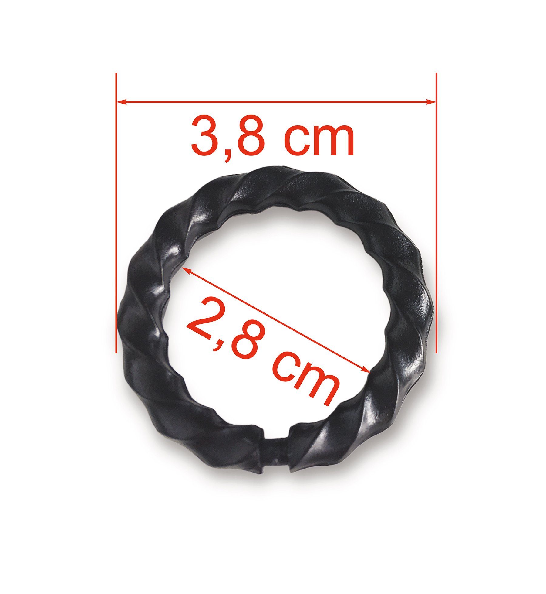 nodeko Gardinenring Vorhangringe für Schmiedeeisengarnituren, schwarz, für Vorhangstangen und Gardinenstangen Ø 16 mm bis Ø 20 mm, (Packung, mit Faltenhaken), R – Bild 4 von 4