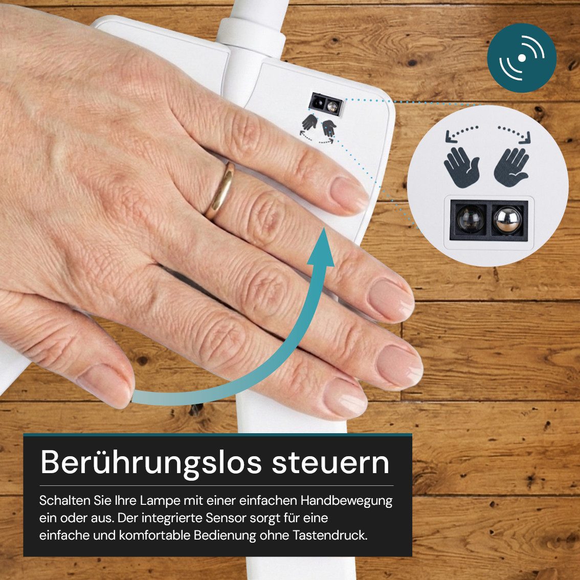 LUXULA LED Stehlampe Doppelkopf-Leuchte, LED fest integriert, 3000- 6500K Warm- Kaltweiß, Kontaktloser Sensor, Flexible Leuchte