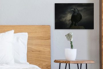 OneMillionCanvasses® Leinwandbild Vogel - Krähe - Dunkel - Schwarz, (1 St), Wandbild Leinwandbilder, Aufhängefertig, Wanddeko, 30x20 cm