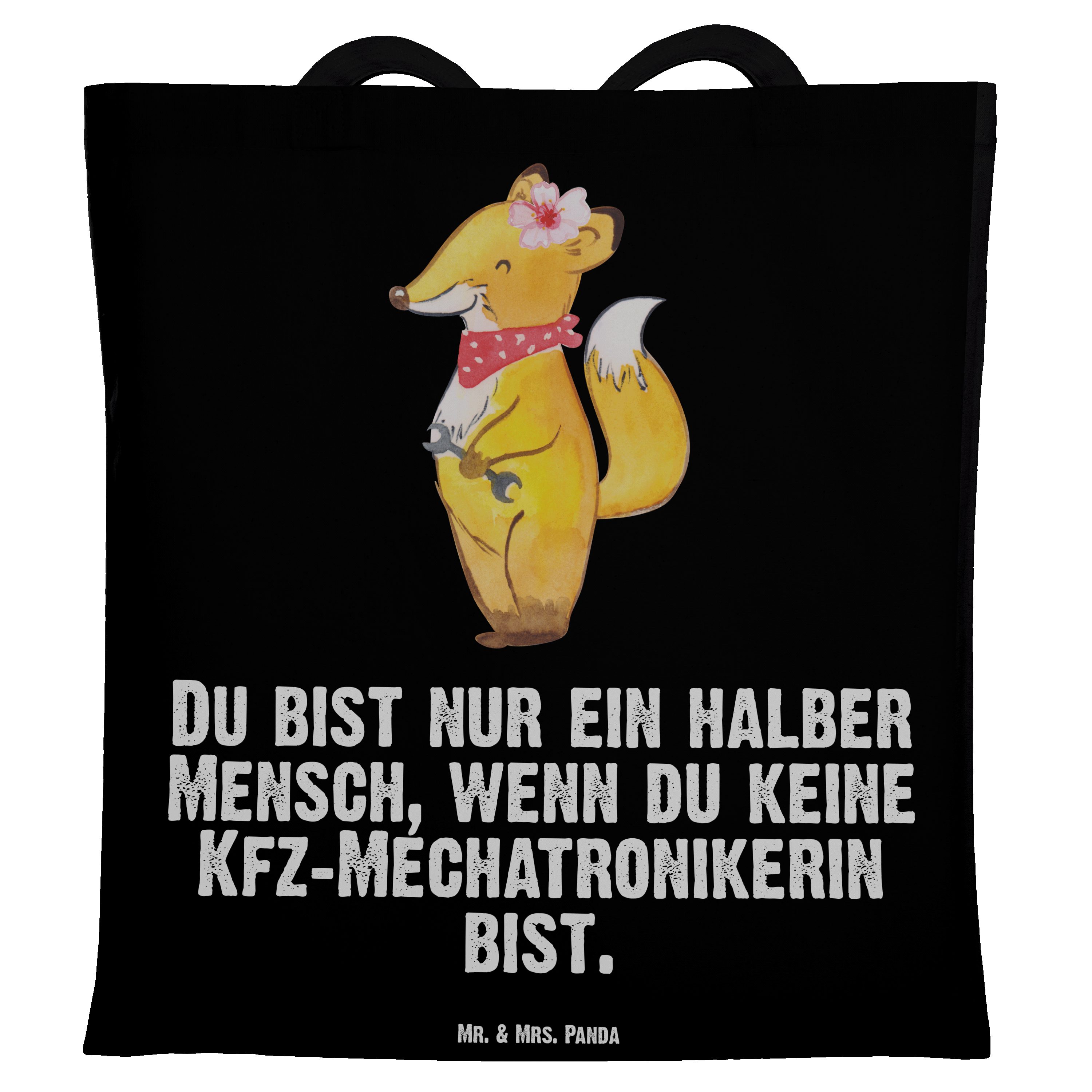 Kfz-Mechatronikerin - Tragetasche Geschenk, Beuteltasche, Gese - Mr. Herz & Mrs. (1-tlg) Panda mit Schwarz
