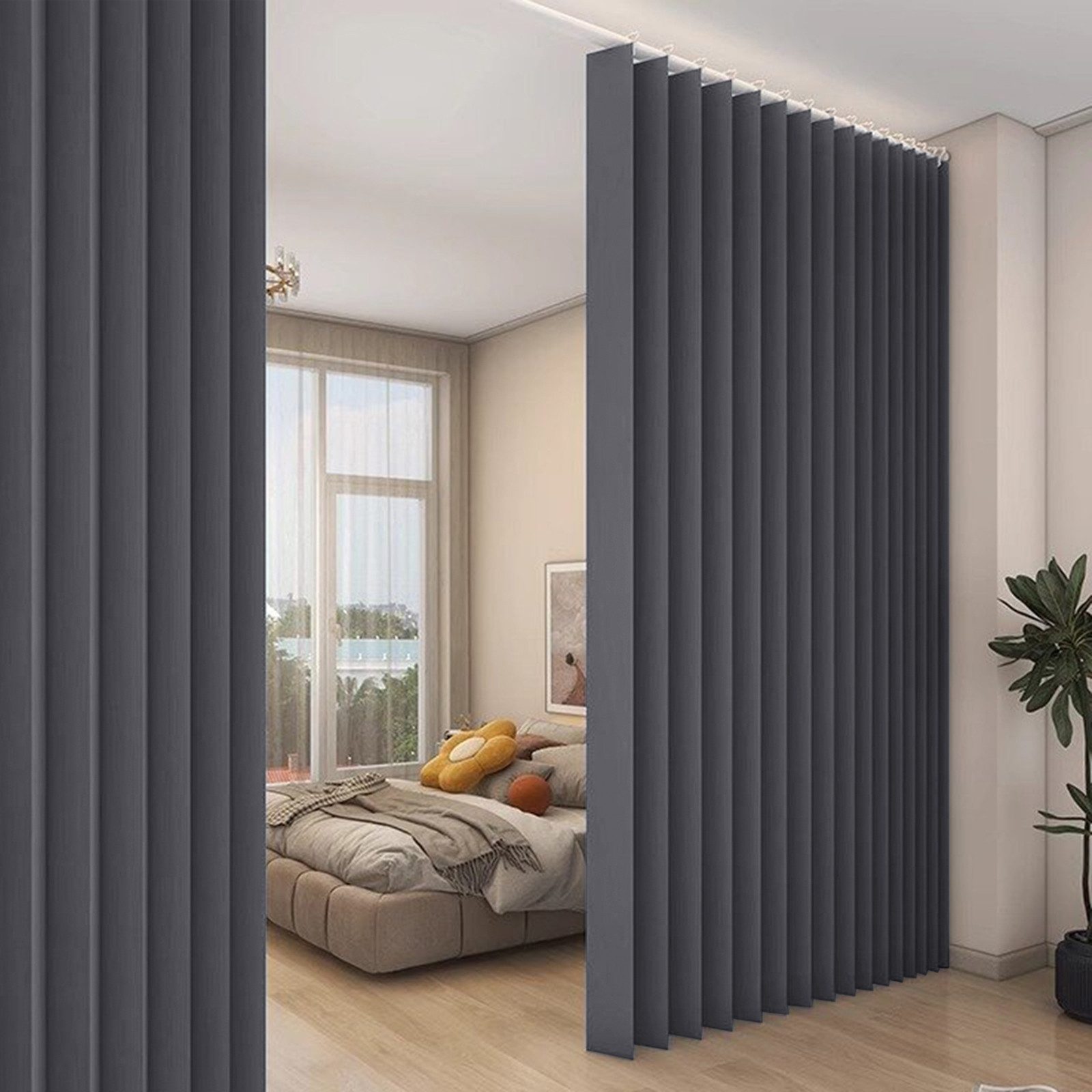 Sunicol Vorhang Wasserdicht Raumteiler Vorhang, Sichtschutzvorhang für Schlafzimmer, Extra breite Wärmeisolierend Trennwand Sichtschutz Fenstervorhänge