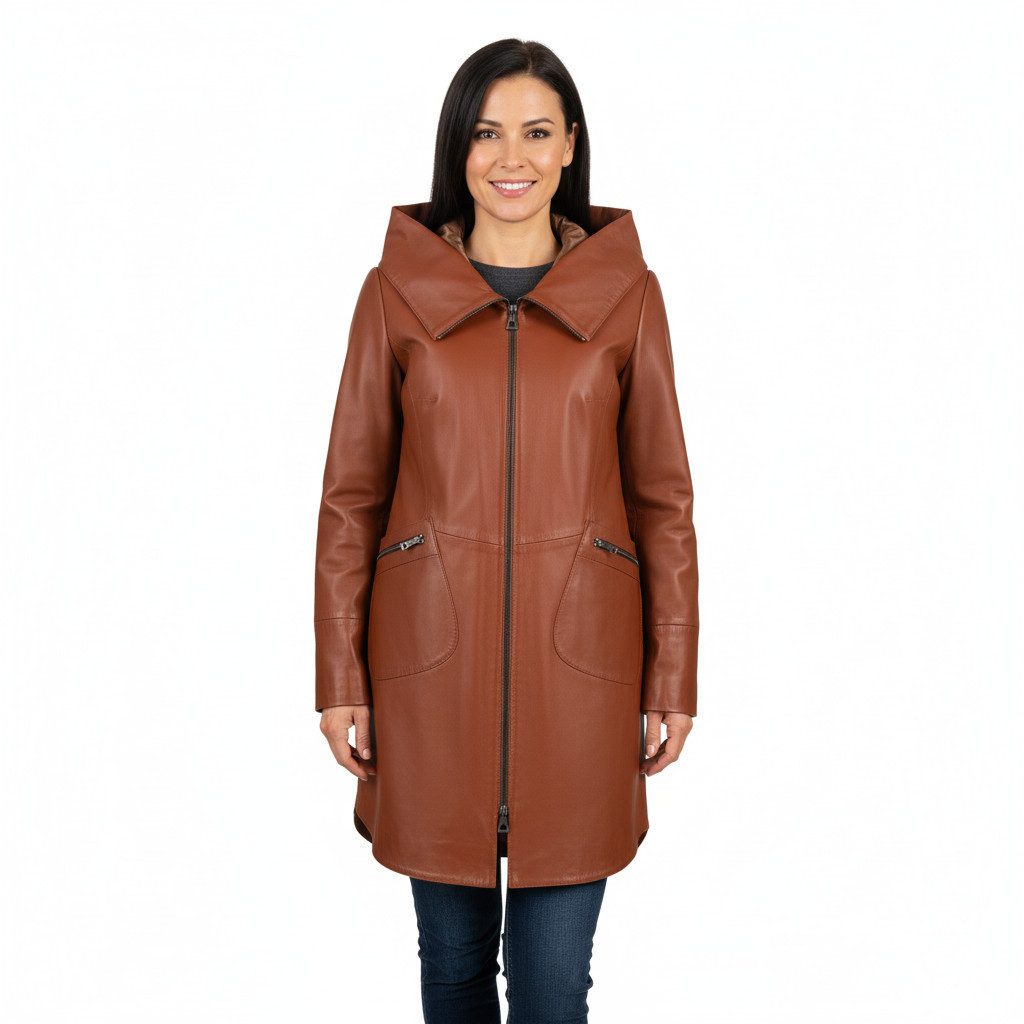 S&A Ledermoden Lederjacke Alina Mit Kapuze günstig online kaufen