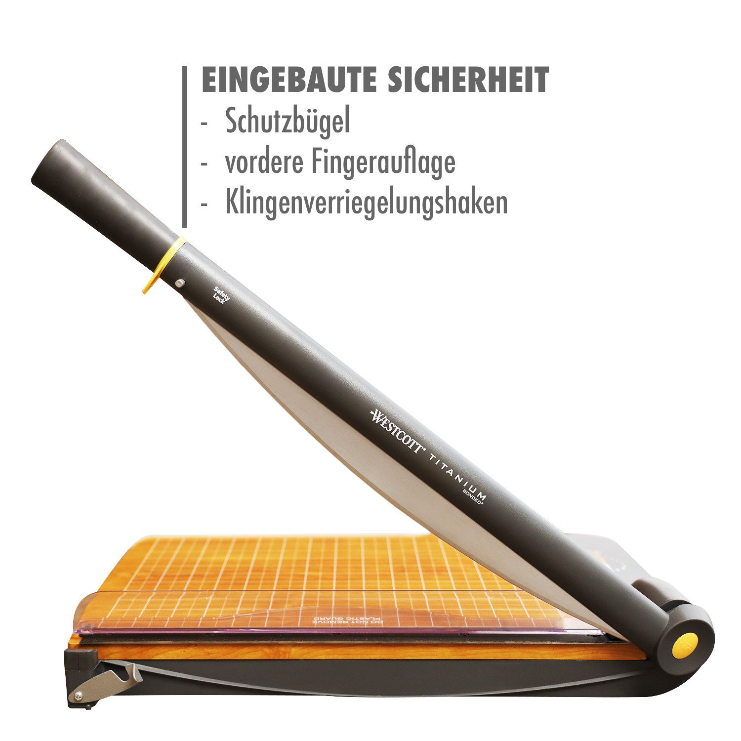 WESTCOTT Papierschneidegerät TrimAir Papierschneider 15" (38 cm) Hebelschneider Schneidemaschine, mit Holzkern und titanbeschichteter Klinge