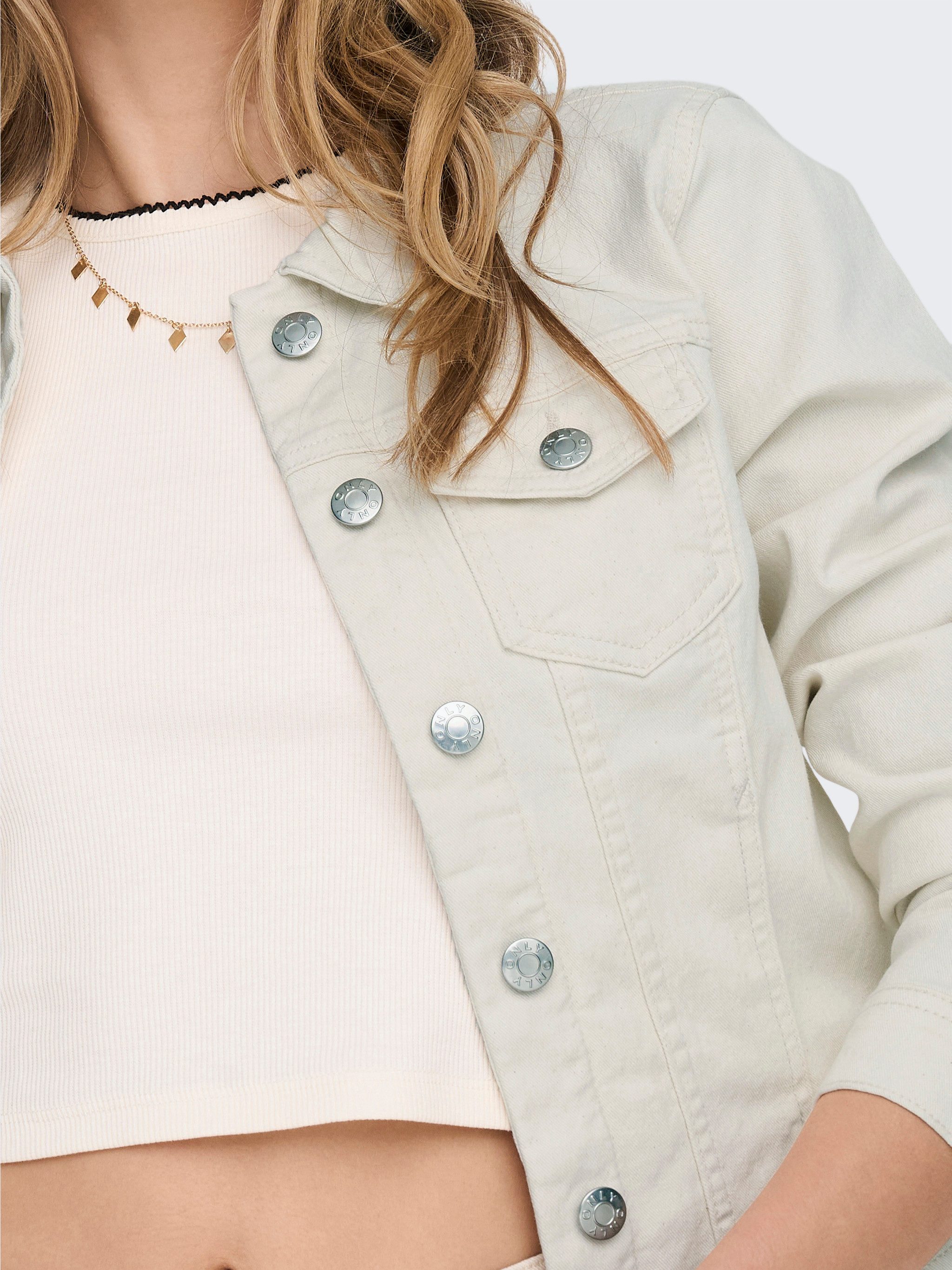 ONLY Jeansjacke ONLWONDER – Jeansjacke mit Teilungsnähten und Stretch sehr figurbetont, casual, Denim, Baumwollmischung, Brusttaschen