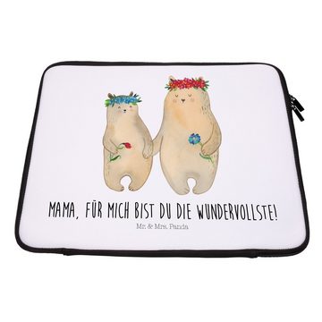 Mr. & Mrs. Panda Laptop-Hülle Bären mit Blumenkranz - Weiß - Geschenk, weltbeste Mama, Vatertag, Fr