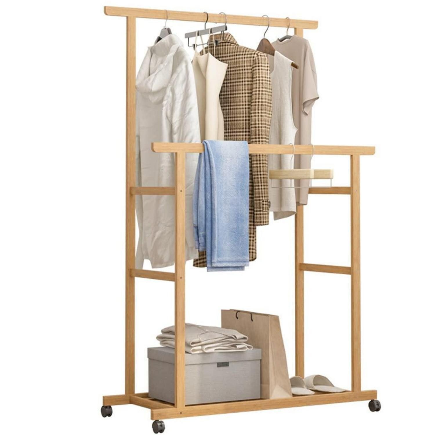unho Kleiderständer Offener Kleiderschrank mit Vorhang und 2 Schubladen ...