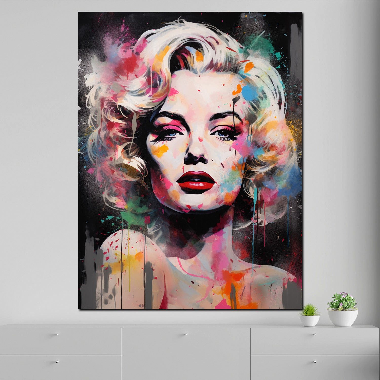 Artedinoi Leinwandbild Pop Art Marilyn Dark Style Leinwandbild Wandbild Kunstdruck XL Wanddek, Marilyn Monroe in dunklen Tönen