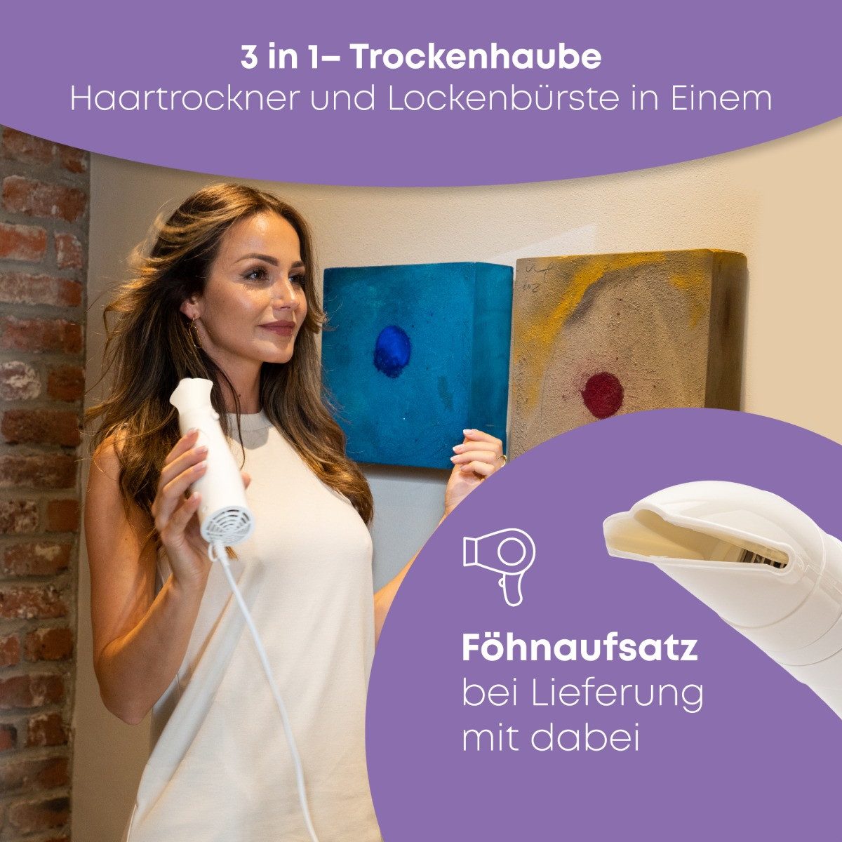 ProfiCare Haartrockenhaube PC-HTH 3003, Trockenhaube, Haartrockner + Lockenbürste in Einem