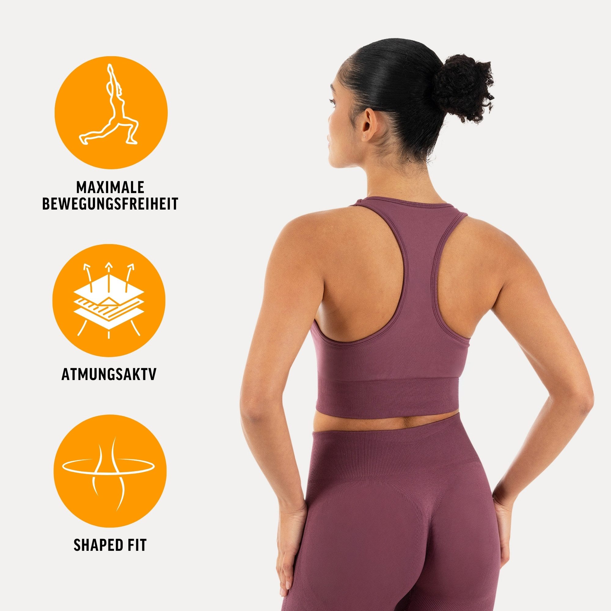 Smilodox Sport-BH Vonda, Sport Top Damen, Gym-BH für Workouts,Training & Yoga V-Ausschnitt, Seamless, Shaped Fit, Support-Bund, elastisch
