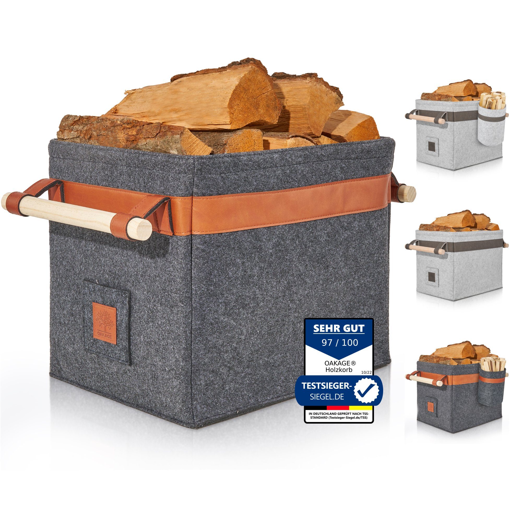 OAKAGE Kaminholzkorb Holzkorb für Kaminholz Feuerholzkorb Brennholzkorb Kam günstig online kaufen