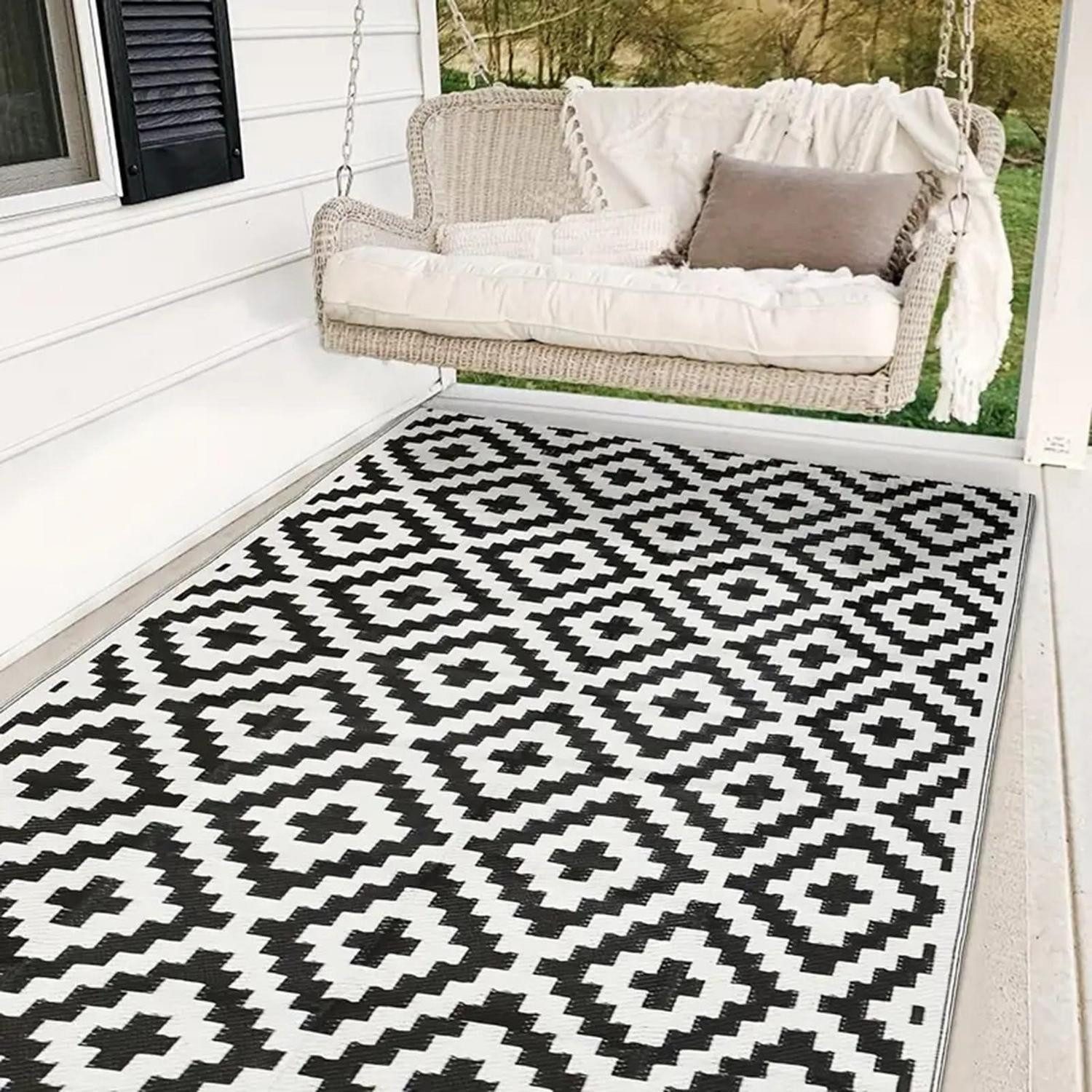 LuxusKollektion Outdoorteppich Outdoor-Teppich Wetterfest Wendbar 90x150cm, rechteckig, Höhe: 5 mm