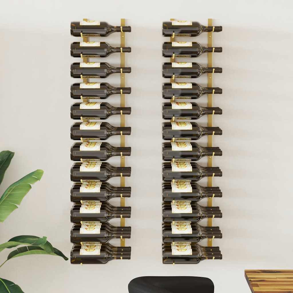 vidaXL Weinregal Wand-Weinregal für 36 Flaschen 2 Stk. Golden Eisen, 1-tlg.