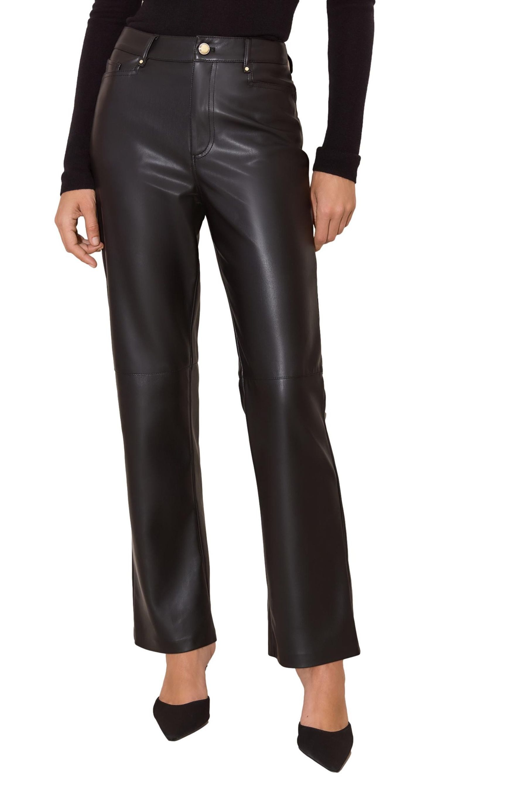 LIPSY Lederhose Lipsy Hose aus Kunstleder mit geradem Bein (1-tlg)