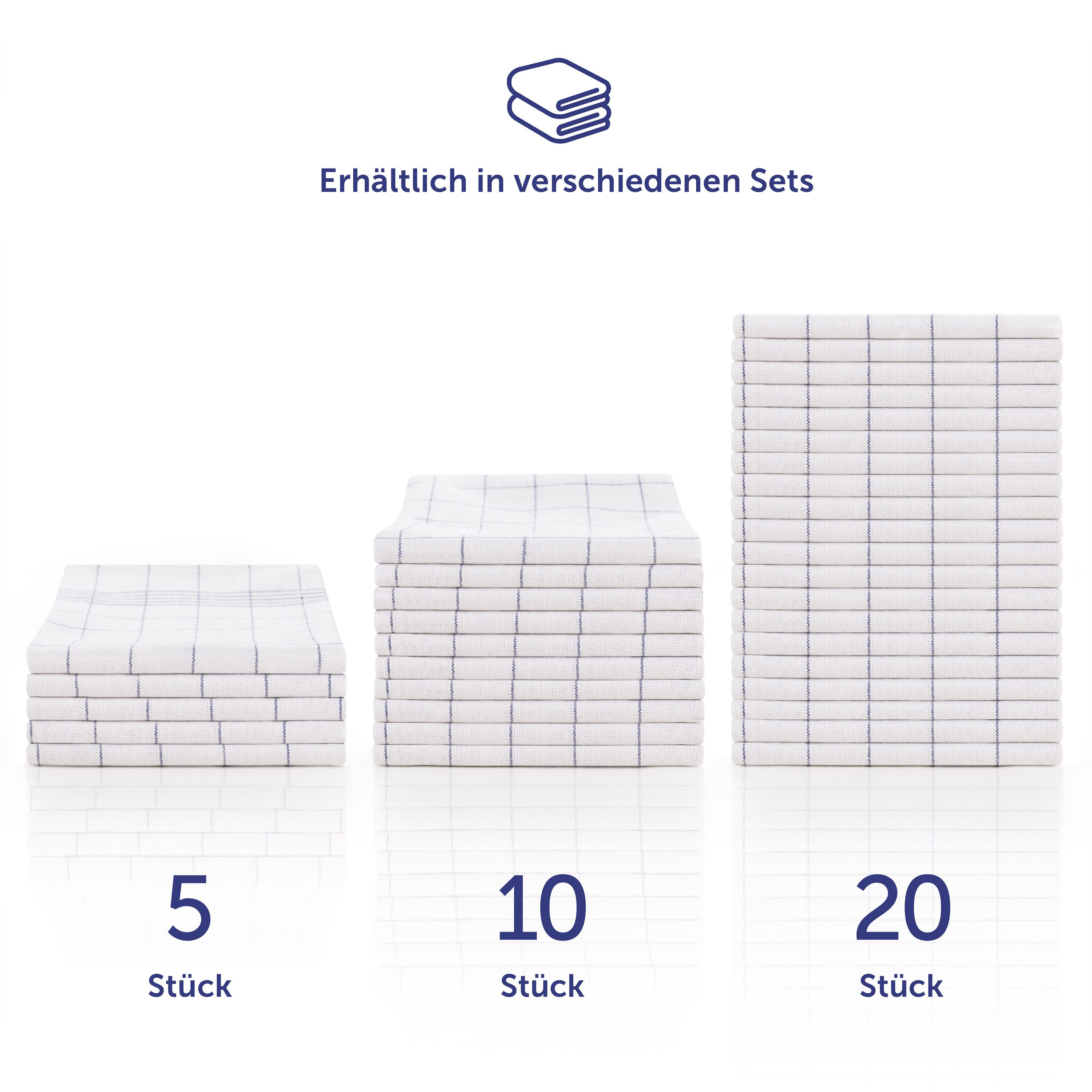 Blumtal Geschirrtuch Hochwertige im praktischen Set, (Set, 5-tlg., Set bestehend aus 5, 10 oder 20), in der Größe 50x70 cm, 100% Baumwolle – Bild 4 von 5