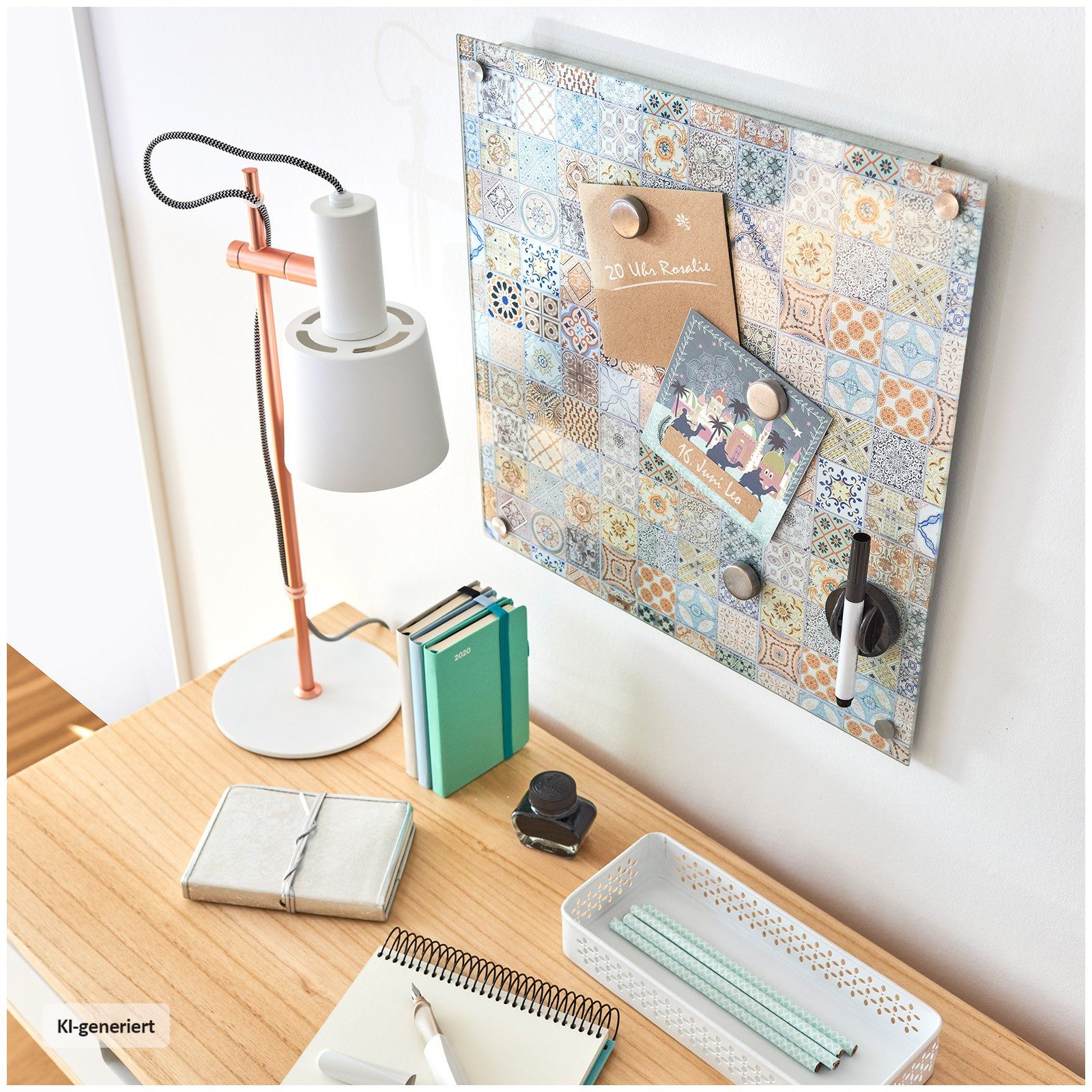 Zeller Present Memoboard Memoboard aus Glas Mosaik, (Stück, 1-tlg., 1 Memoboard inkl. 3 Magneten), Schreibtafel Magnettafel