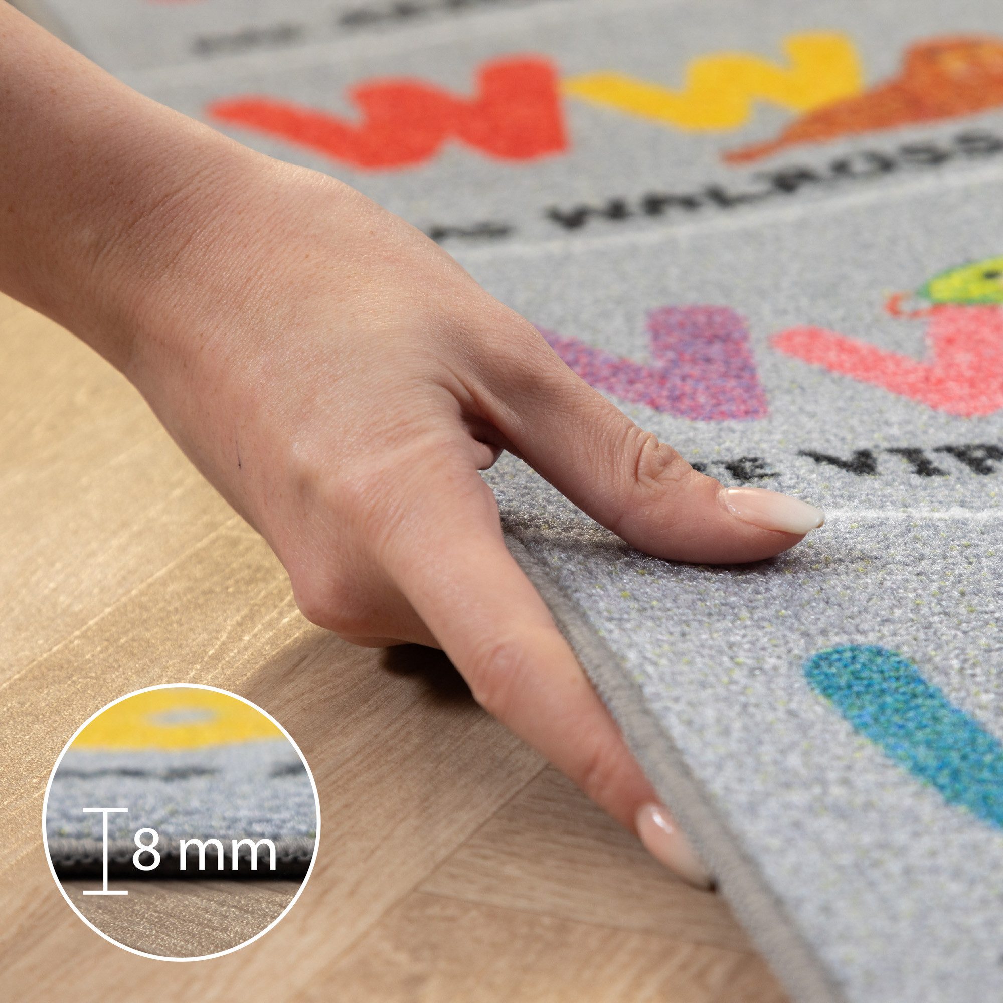 Carpettex Kinderteppich Alphabet - Buchstaben - Zahlen - Tiere, Rechteckig, Höhe: 7 mm, Teppich Kinderzimmer Alphabet-Buchstaben Rutschfest Waschbar
