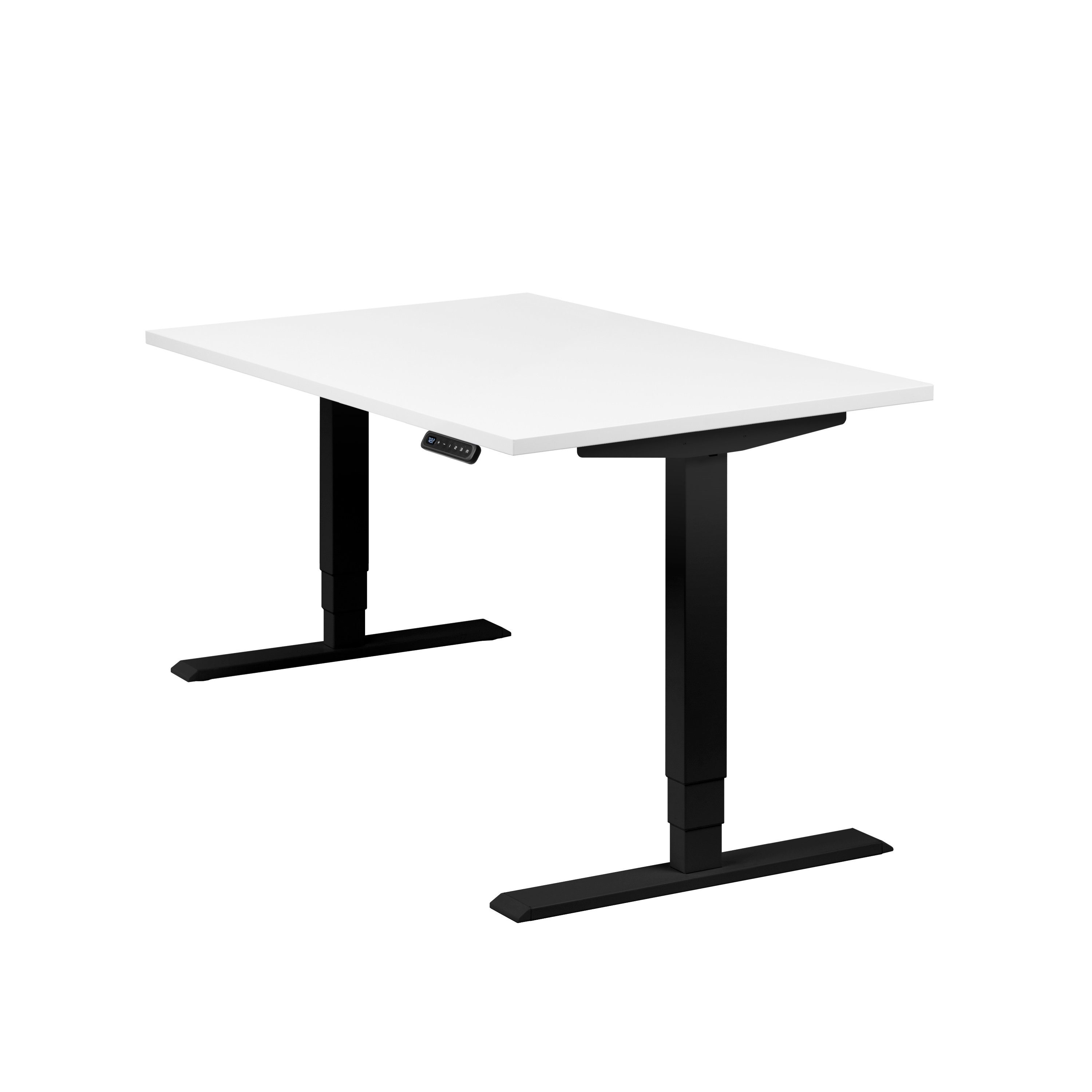 boho office® Schreibtisch Homedesk, Schwarz elektrisch höhenverstellbar, Tischplatte Weiß 120 x 80 cm