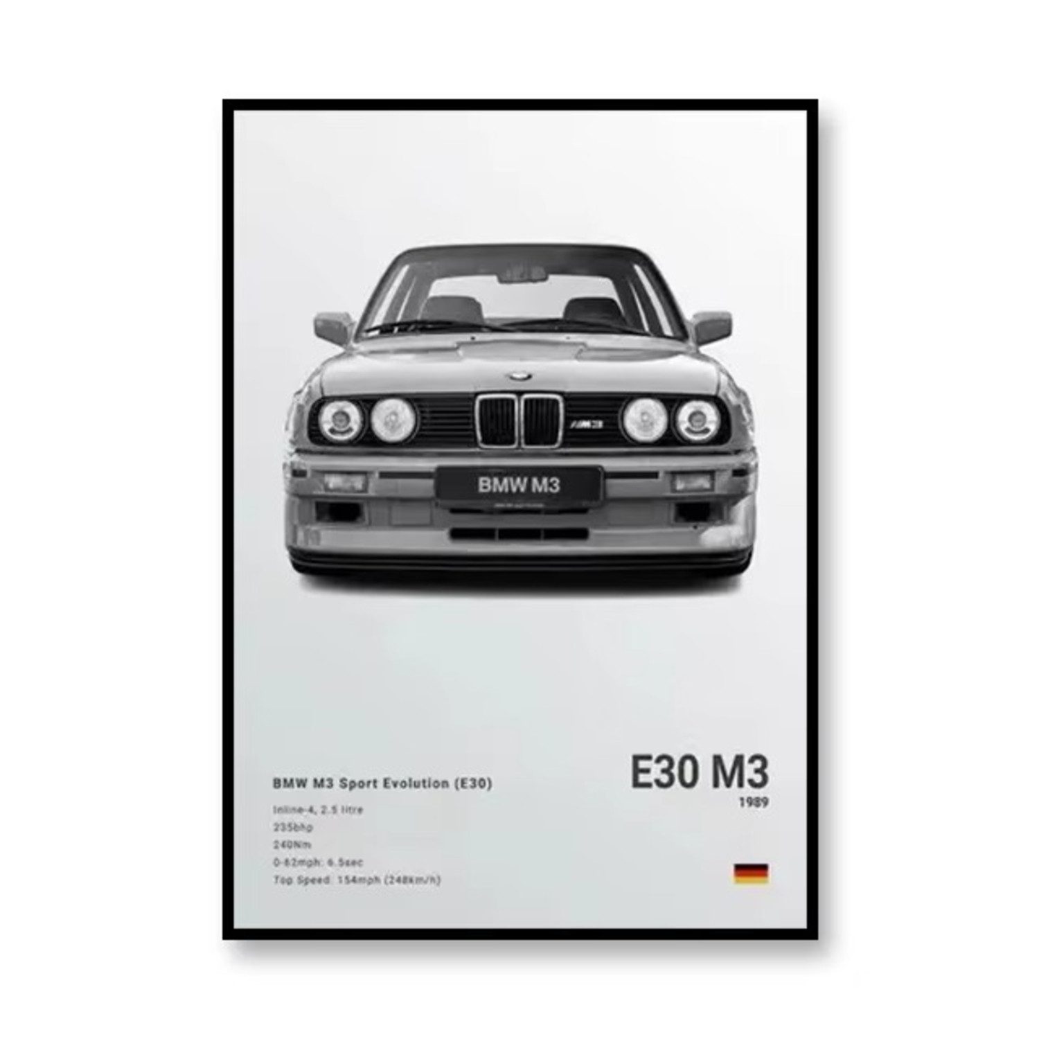 TPFLiving Kunstdruck OHNE RAHMEN, Legendäre Sportwagen für Autoliebhaber - (Leinwandbild XXL), Farben: Farben: Grau, Schwarz, WeißGröße: 20x30cm