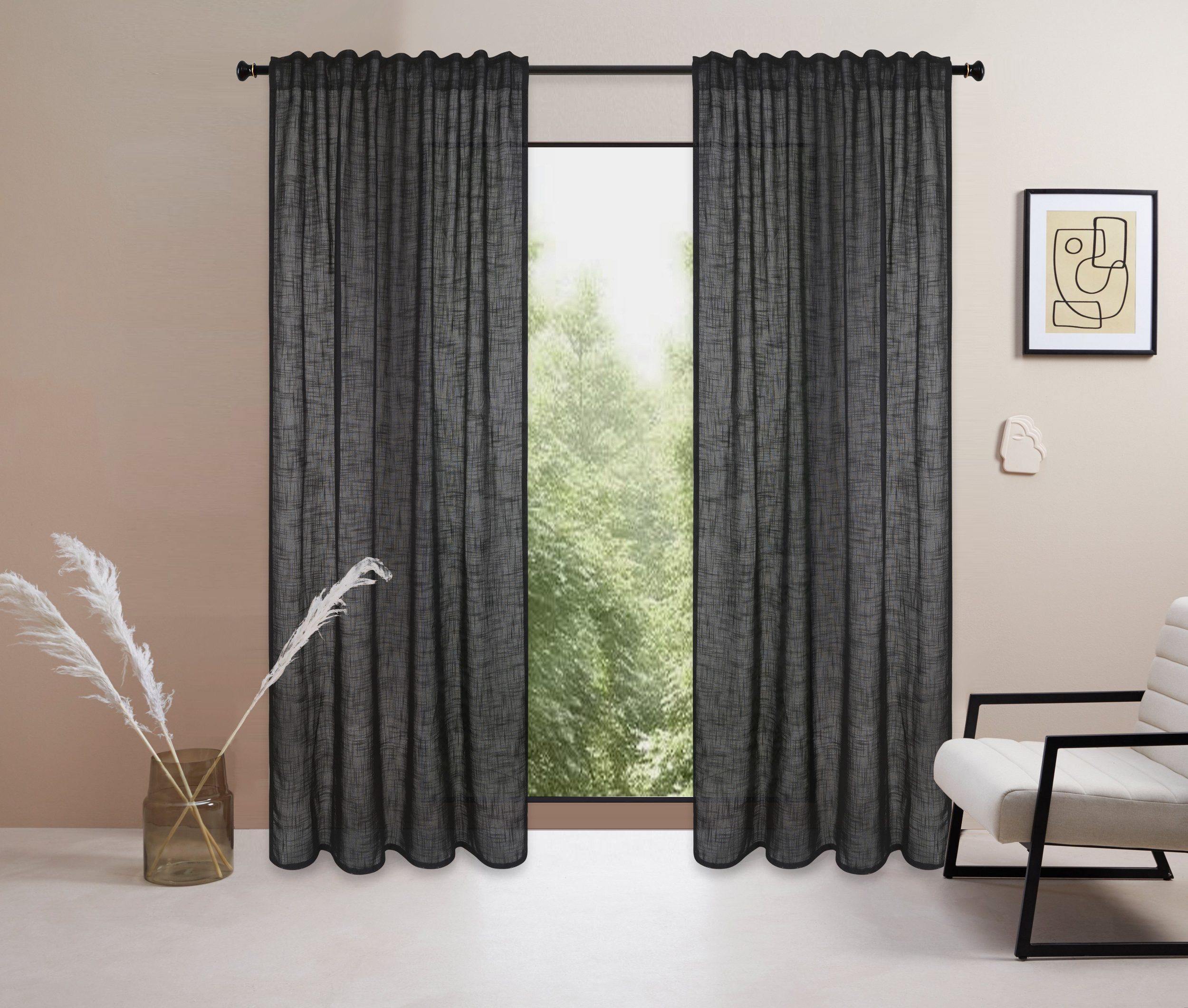 LeGer Home by Lena Gercke Gardine Marusha (1 St), Multifunktionsband, halbtransparent, 1 Schal, Leinenoptik, gewebt, verschiedene Größen