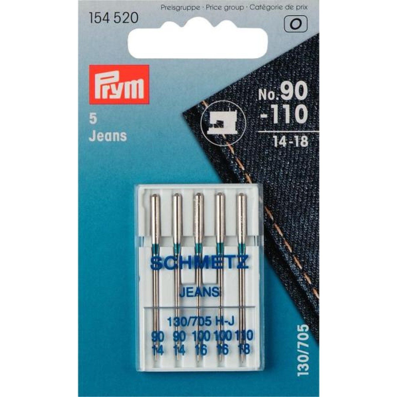 Prym Stricknadeln Nähmaschinennadeln Stärke 90-110 silberfarbig 5 St