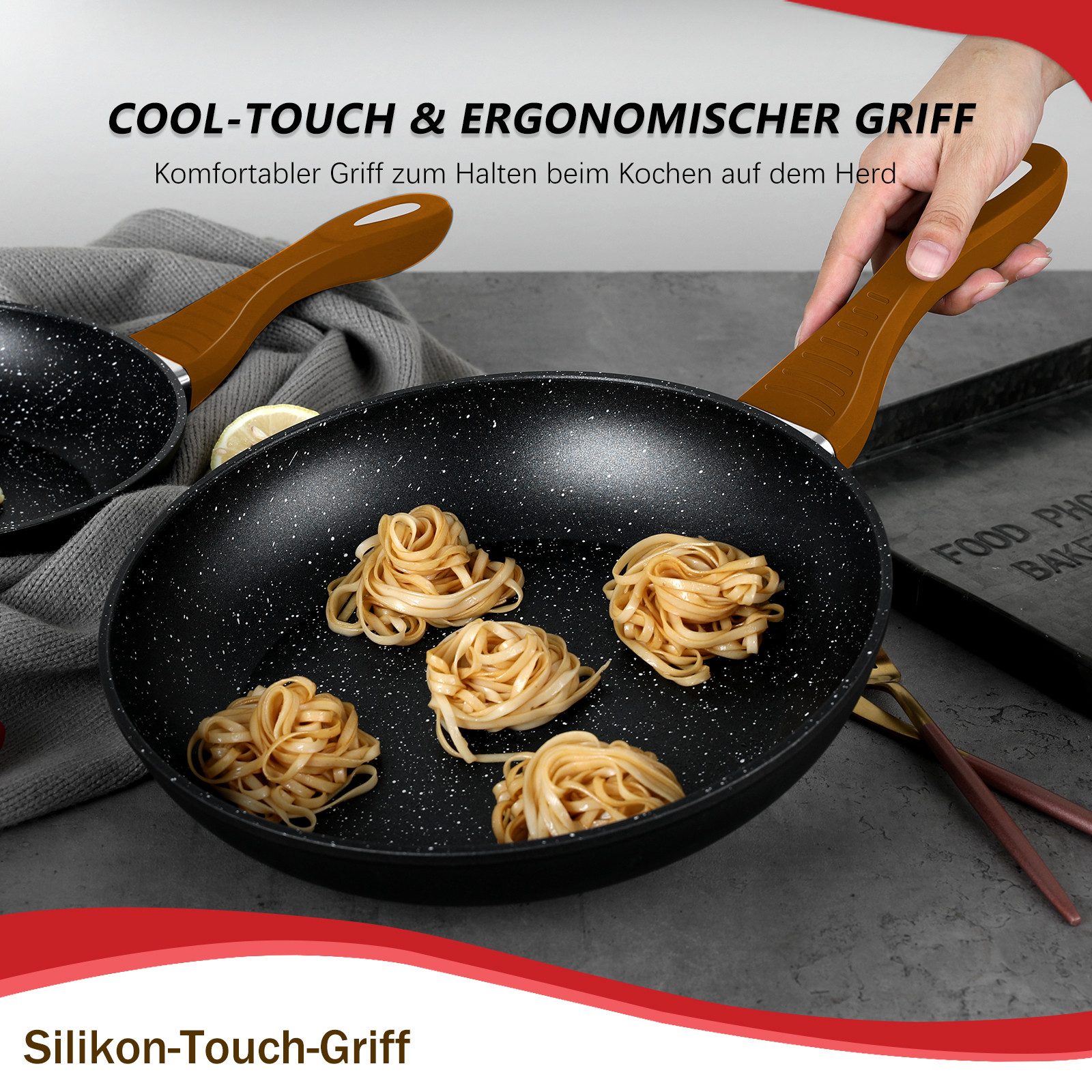 HOMELUX Topf-Set Induktions Töpfe Set Classic Antihaftbeschichtung Kochtopfset, Aluminium (Kochgeschirr-Set, 10-tlg., 3x Kochtopf, 2x Bratpfanne,1x Saucentopf,4x Glasdeckel), Induktionsgeeignet