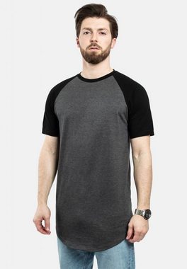 Blackskies T-Shirt Round Baseball Kurzarm Longshirt T-Shirt Charcoal-Schwarz Medium