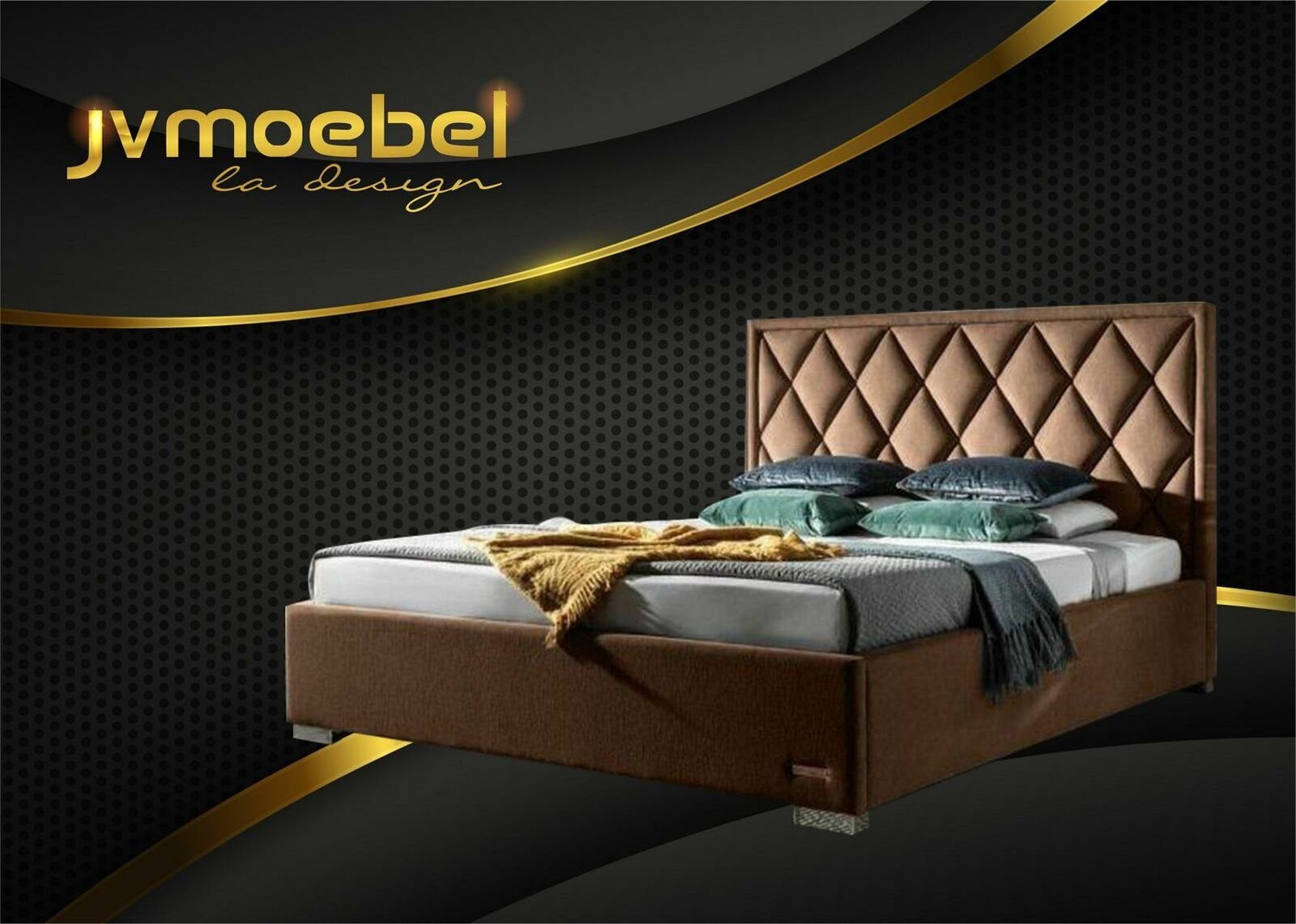 JVmoebel Bett, Designer Bett Textil Schlafzimmer Design Möbel Luxus Betten Polster Braun