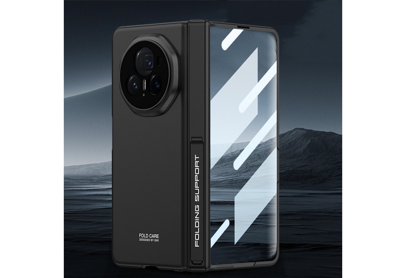 Wigento Handyhülle Für Honor Magic V3 GKK Magnetische Faltbare Hülle mit Ständer Schwarz, Magnetische Schutzhülle mit integriertem Ständer und Falt-Design