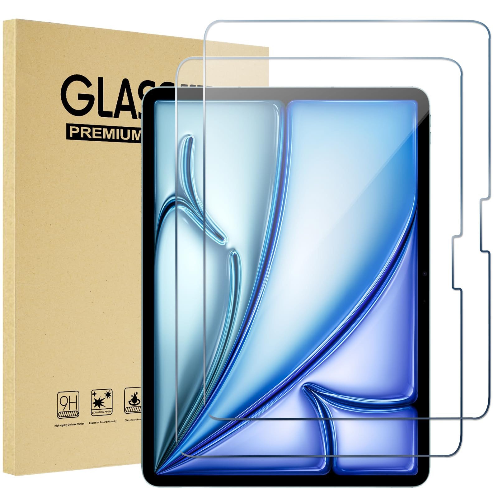 Toomoke Schutzfolie Panzerglas für iPad Air 11 Zoll/iPad Air 7/6. Generation Schutzfolie, (Displayschutz Kompatibel mit iPad Air 11 Zoll M3 2025/ M2 2024 (7/6. Generation), iPad Air 7/6.Generation (11 Zoll,Modelle 2024/2025), 9H Härte 2.5D [Hohe Auflösung][Anti-Bläschen][Anti-Kratzen]