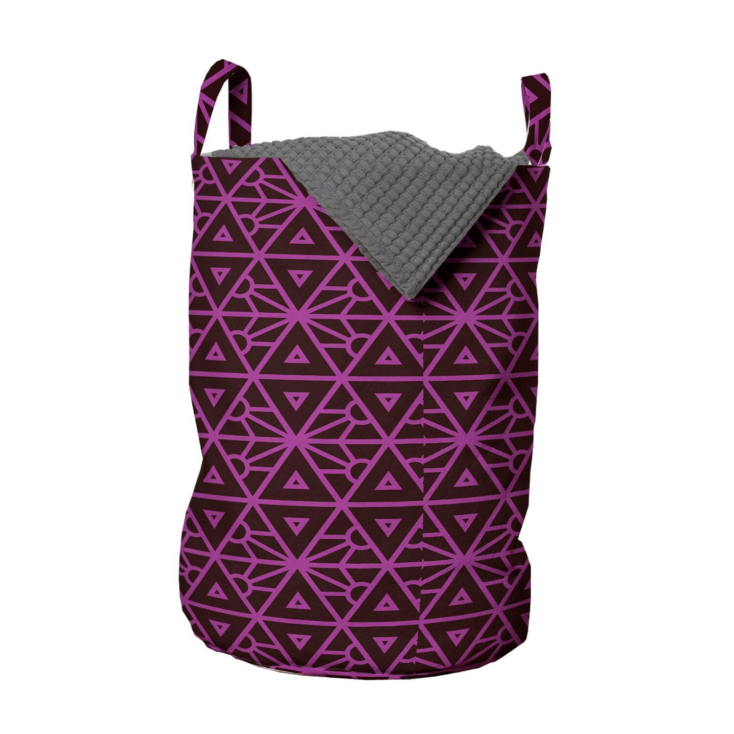 Abakuhaus Wäschesäckchen Wäschekorb mit Griffen Kordelzugverschluss für Waschsalons, Gitter Symmetrische geometrische Rosa