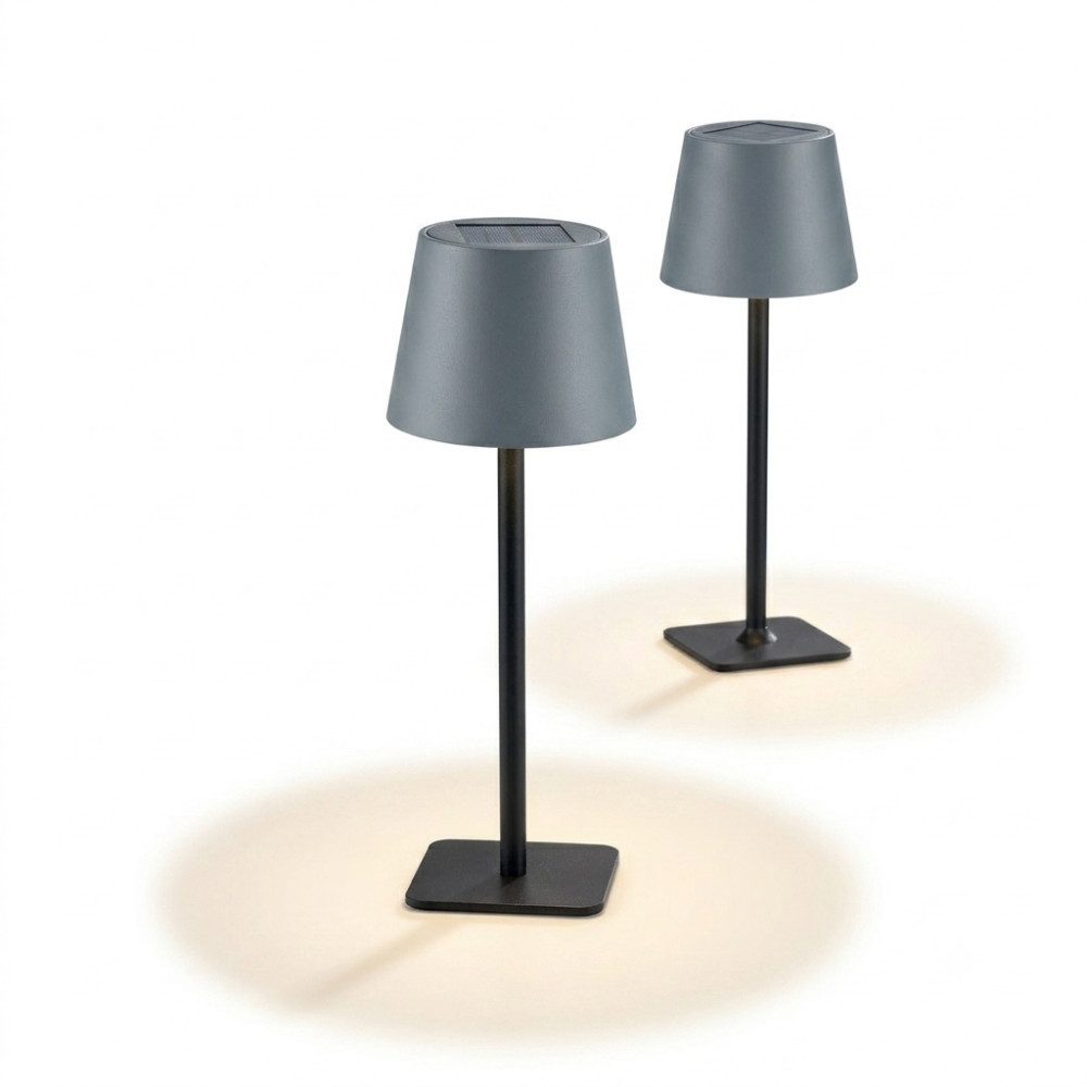 Home-trends24.de LED Teichleuchte Solar Tischlampe Leuchte Lampe grau Deko Garten Terrasse 31 cm, LED fest integriert