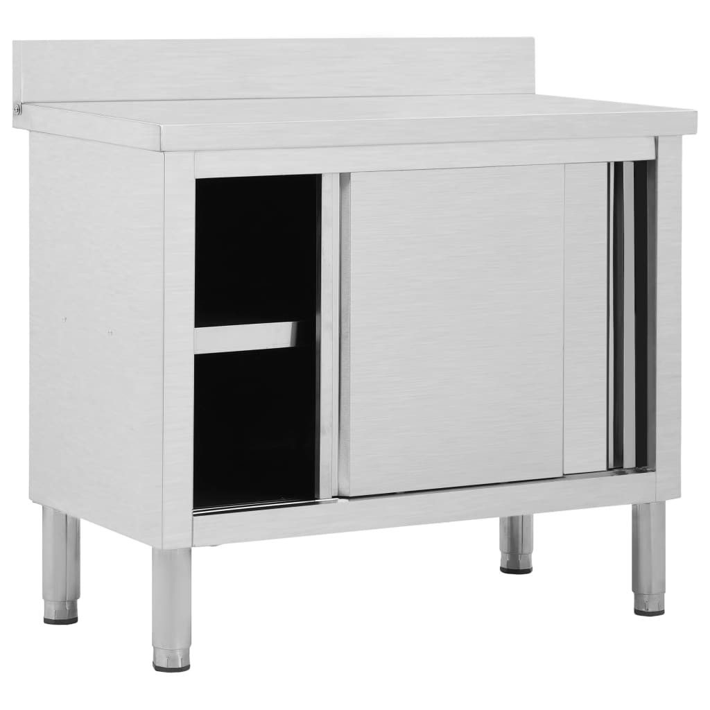 furnicato Stauraumschrank Gastro-Arbeitstisch Edelstahl 100x50x95-97 cm mit günstig online kaufen