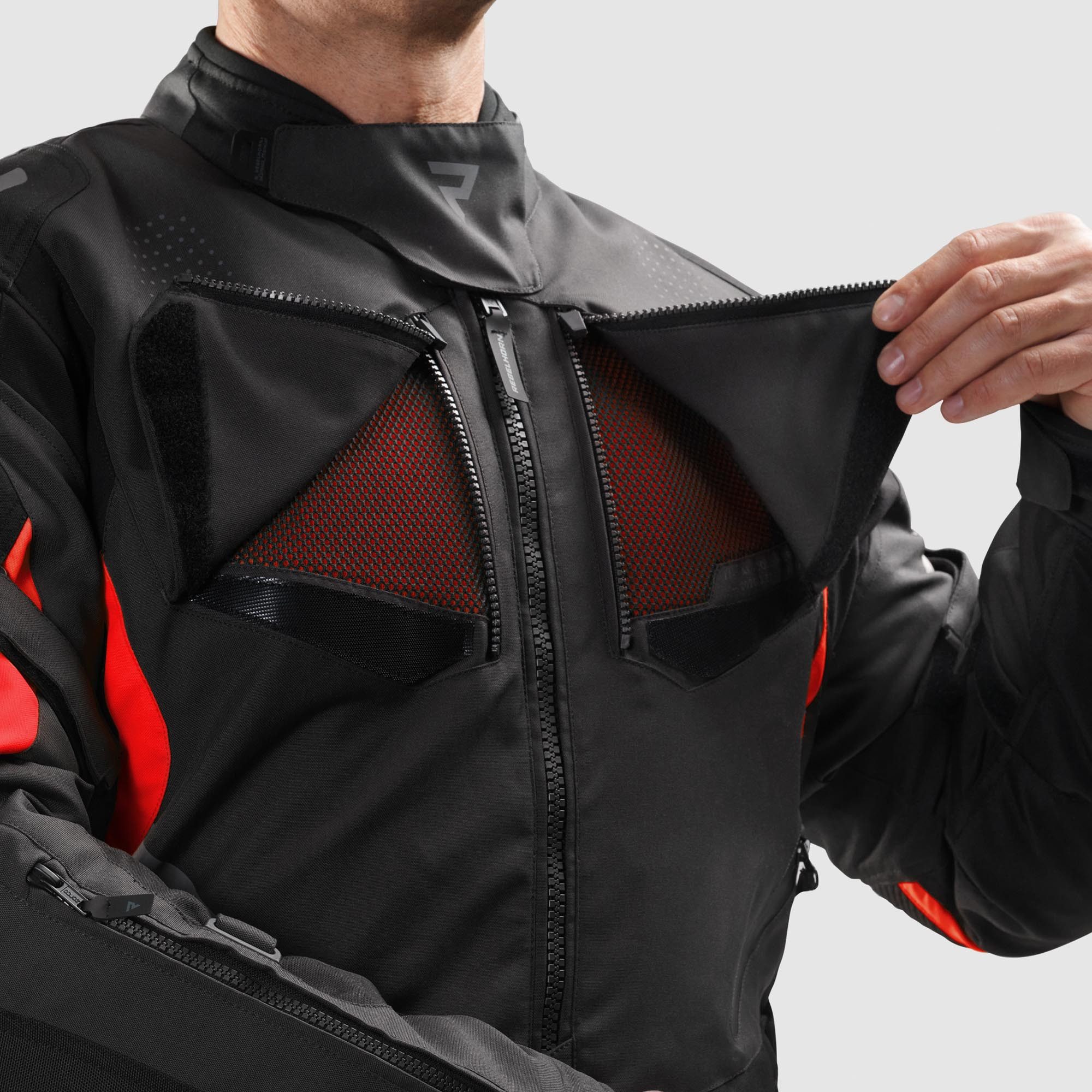 Rebelhorn Motorradjacke Hiker 4 wasserdichte Motorrad Textil Jacke Rückenprotektor enthalten,Verbindungsreißverschluss,Ellenbogenpro