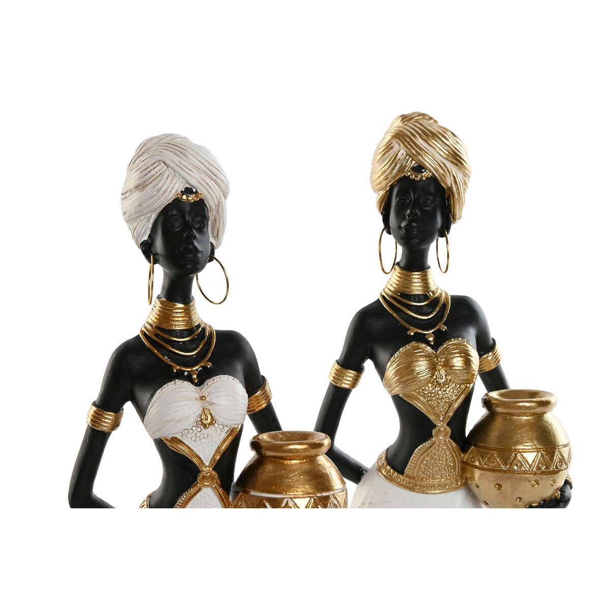Bigbuy Dekofigur Deko-Figur SanLove Weiß Schwarz Gold Afrikanerin 9,5 x 7,5 günstig online kaufen