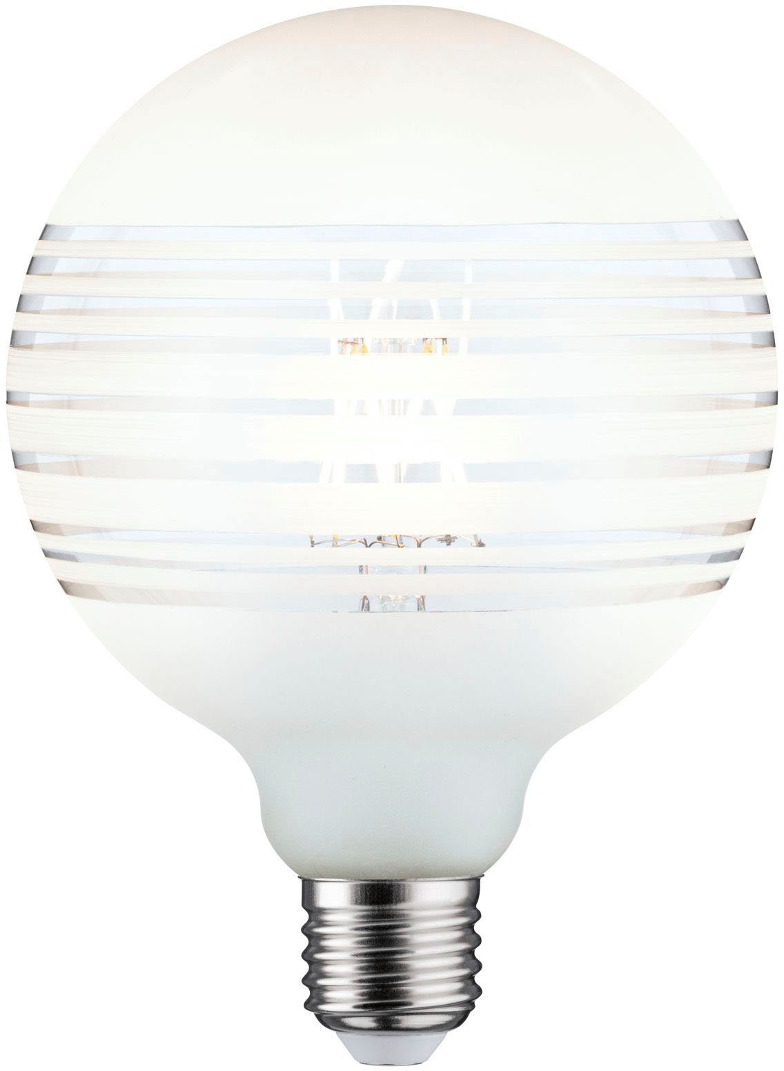 1 Warmweiß 125mm E27, matt LED-Leuchtmittel Globe Weiß Ringspiegel St., Paulmann liniert,