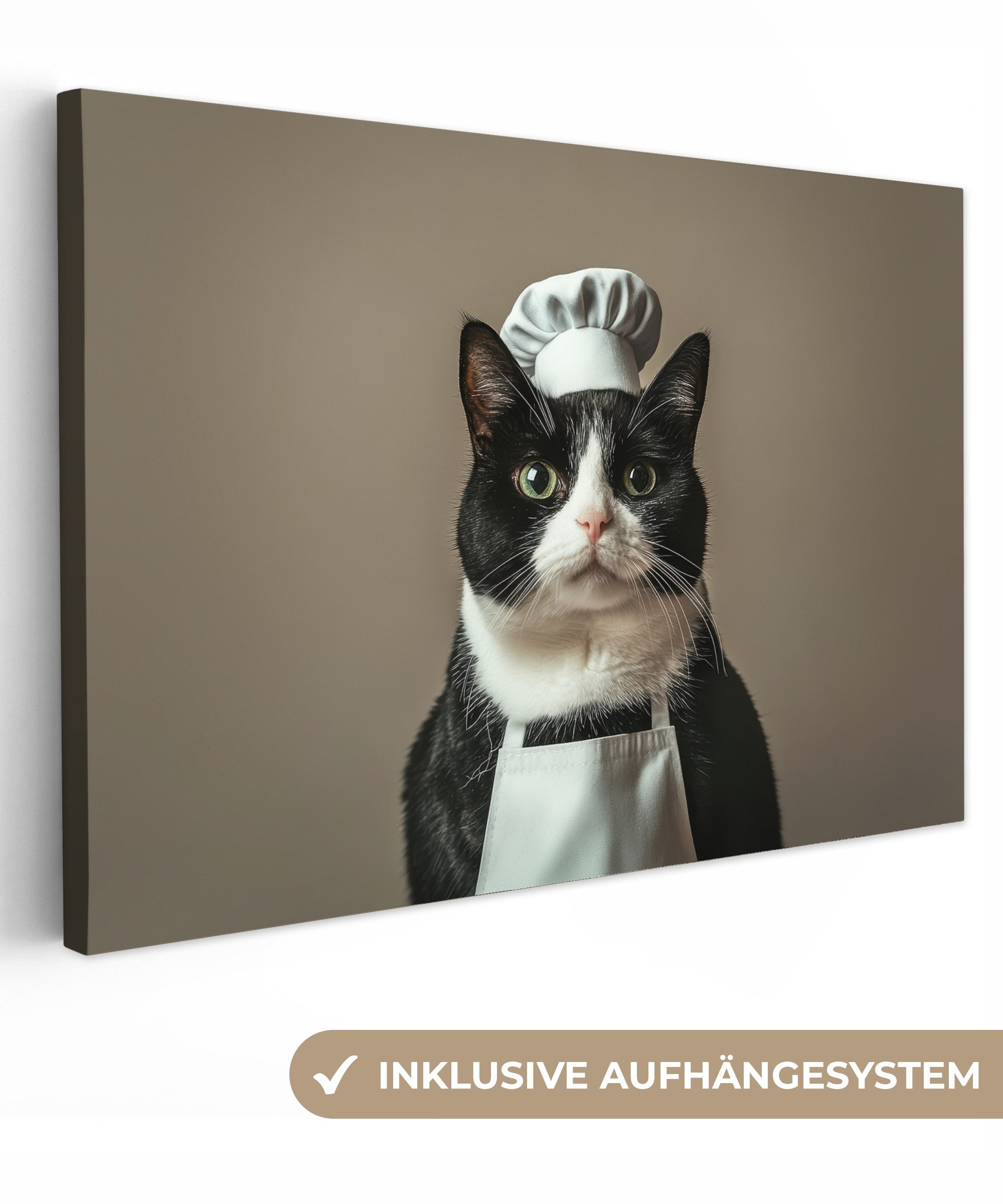 OneMillionCanvasses® Leinwandbild Katze - Kochkleidung - günstig online kaufen