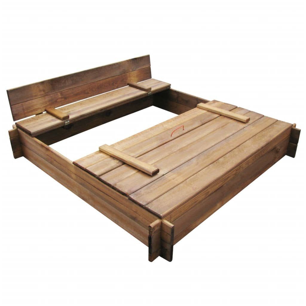 vidaXL Sandkasten Imprägniert Sandkiste mit Quadratisch Holz Sitzfläche Sandkasten