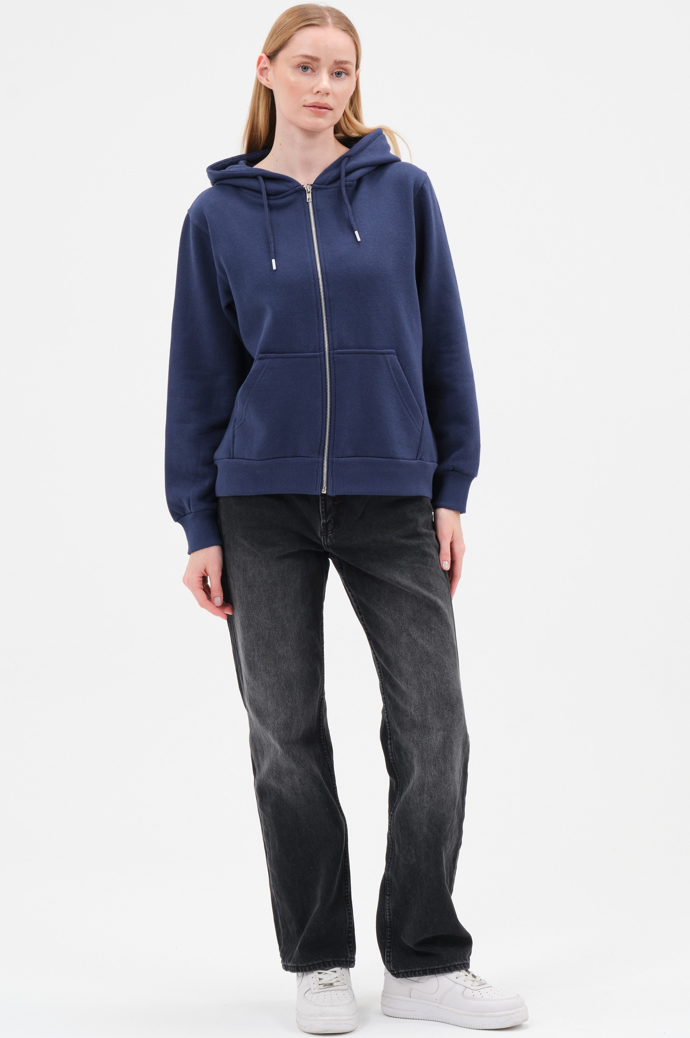 Smith & Solo Kapuzenpullover Damen - Sweatshirt mit Reißverschluss Zipper Hoodie Kapuzensweatjacke