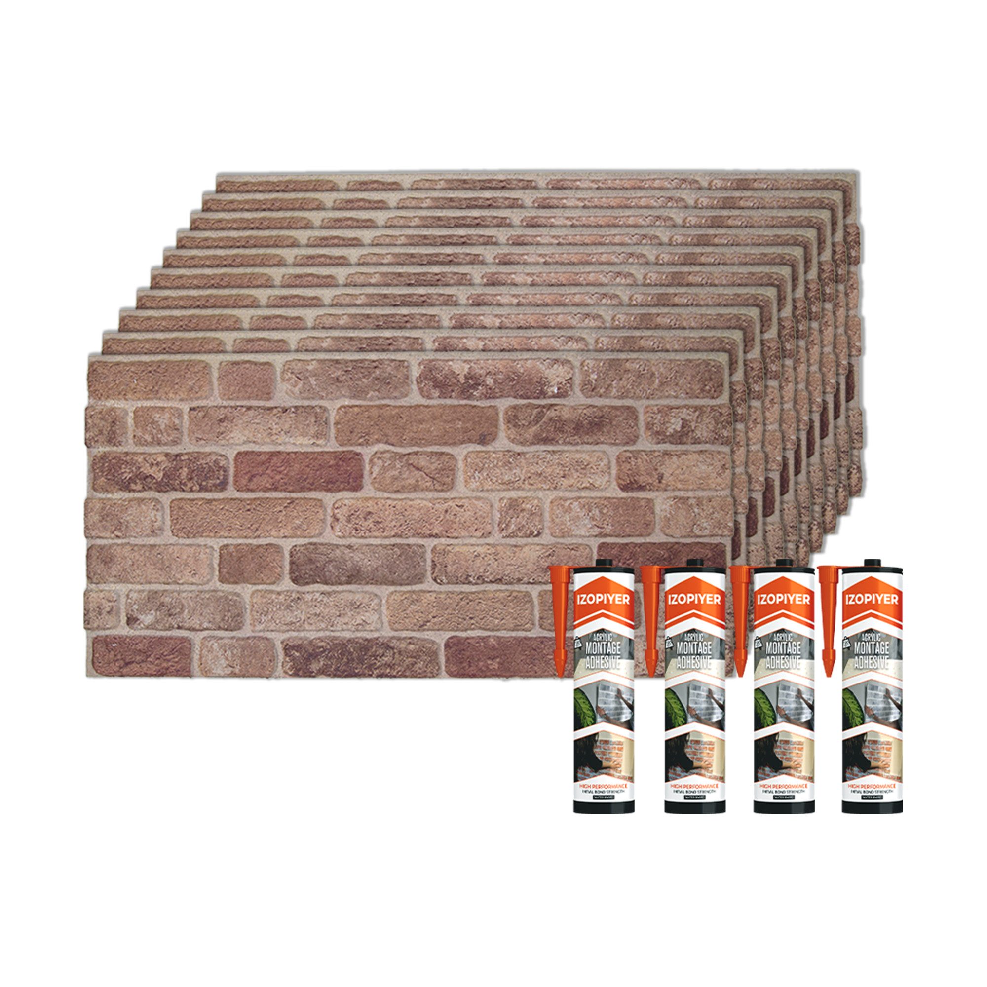 IZODEKOR 3D Wandpaneel EPS Styropor Wandverkleidung in Steinoptik – für Innen & Außen, BxL: 50x100 cm, 0,50 qm, (1er- oder 10er-Set, optional mit 4 Montageklebern) wasserfest, leicht zuschneidbar, außen mit UV-Schutz