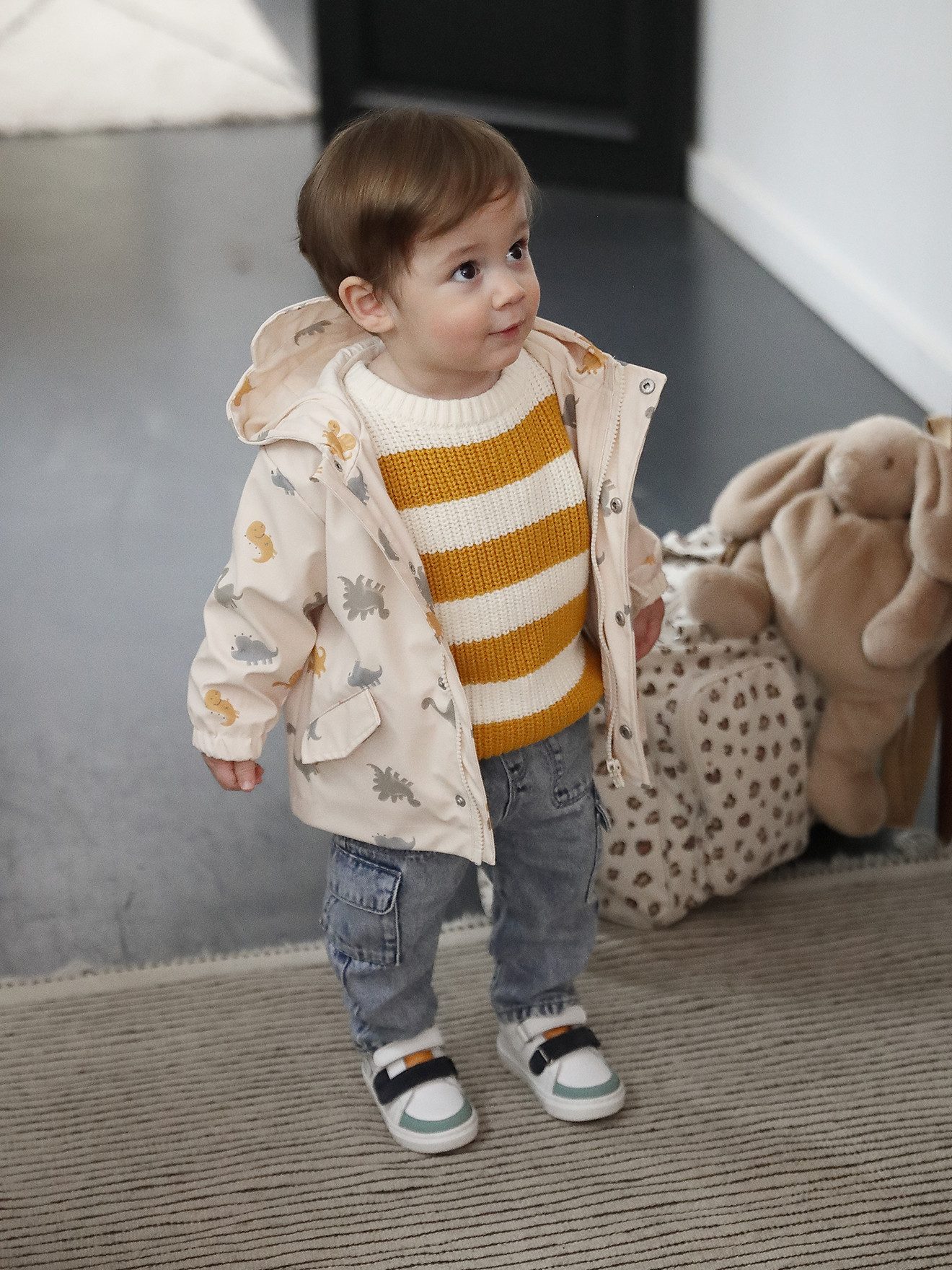 vertbaudet Regenjacke Baby Regenjacke mit Kapuze und Dinosauriern