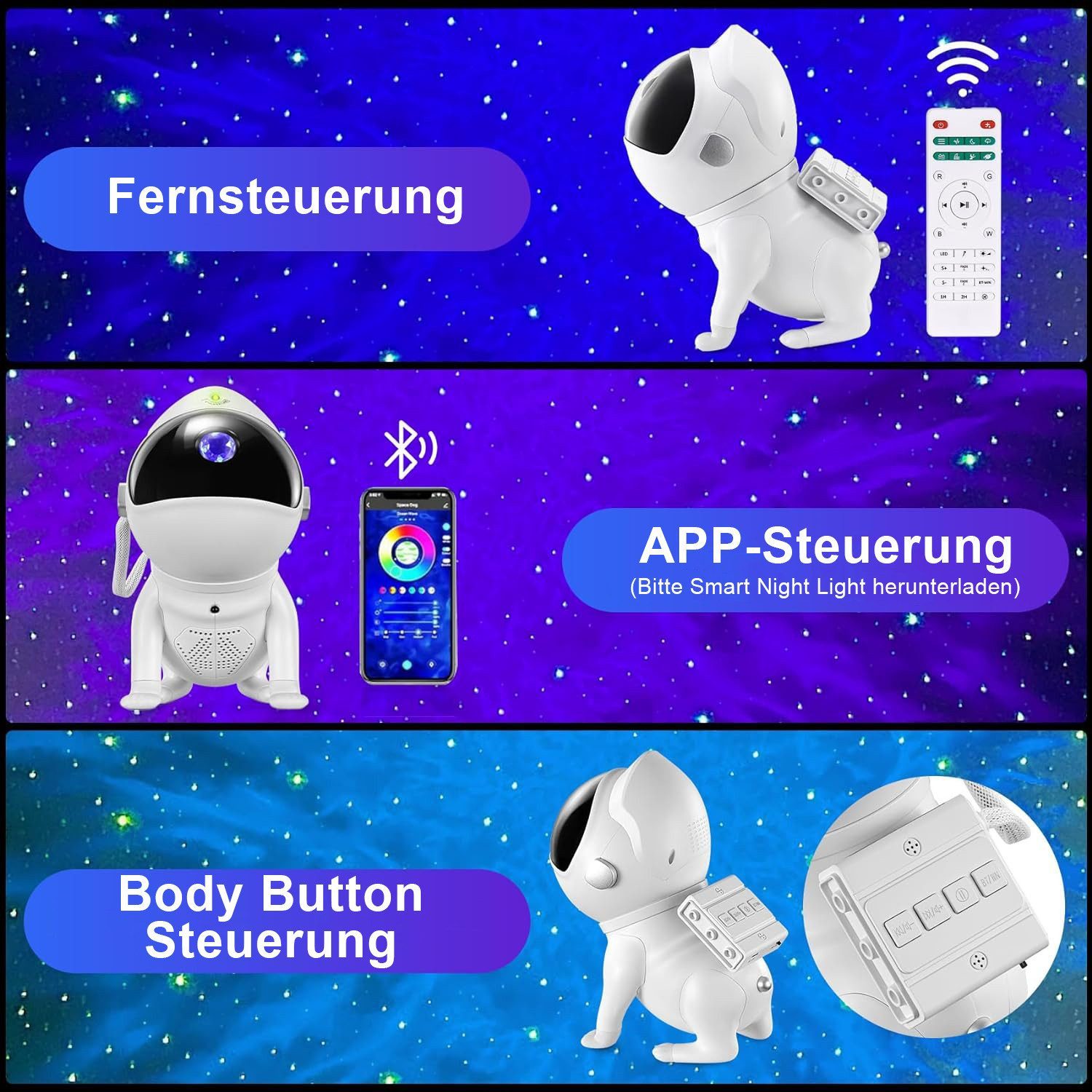 MUPOO Projektionslampe LED Sternenhimmel Projektor,Sternenprojektor Space Dog Projektor, Galaxie-Nachtlicht