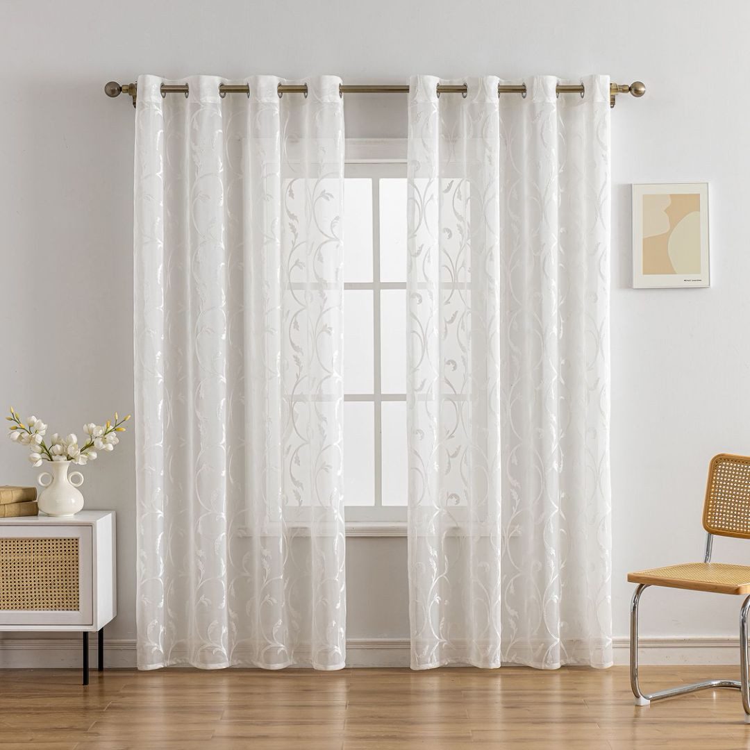 BYSURE Gardine (2 St), Ösen, halbtransparent, Stickerei Vorhänge günstig online kaufen