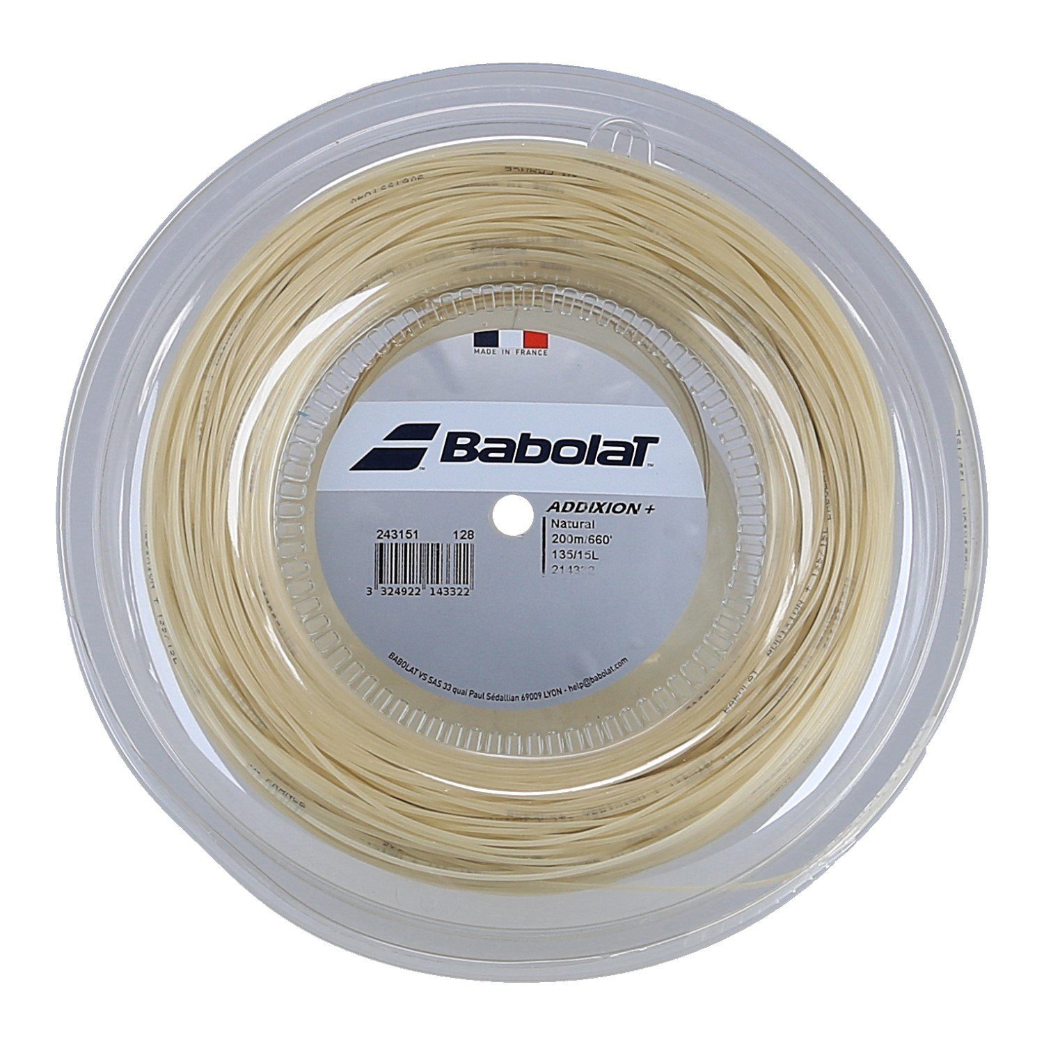 Babolat Tennissaite Addixion+ (Touch+Armschonng) natur 200m Rolle, Saitendicke: 1.30