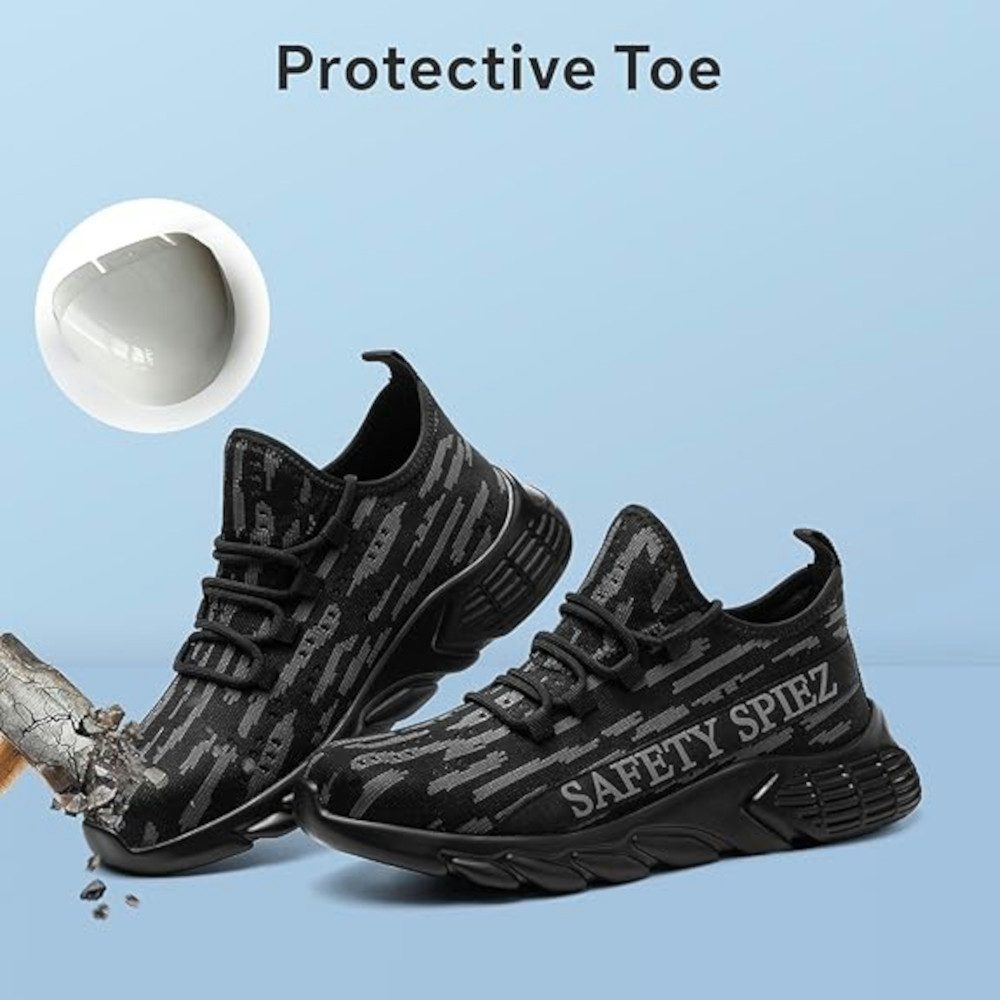 UE Stock Unisex Leichte atmungsaktive Arbeitsschuhe Sneaker Gr. 37 Schwarz Grau Arbeitsschuh perfekt für verschiedene Arbeitsumgebungen – Bild 4 von 5