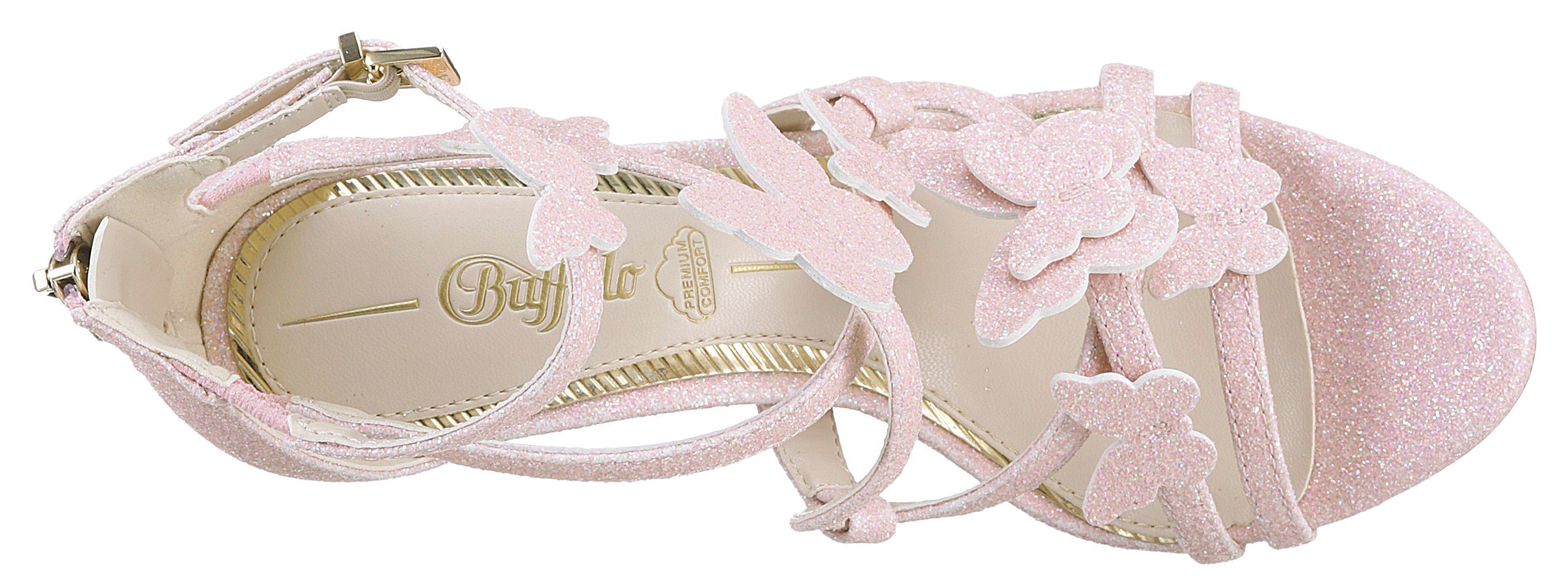 mit glitzer toller Sandalette rosa Schmetterling-Verzierung Buffalo
