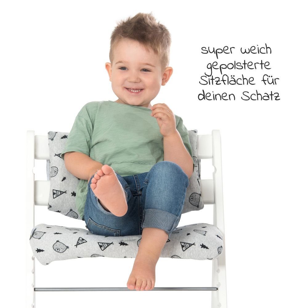 Alpha White Holz Kinderhochstuhl Hauck Mitwachsender mit (Set), Sitzauflage höhenverstellbar Hochstuhl Plus