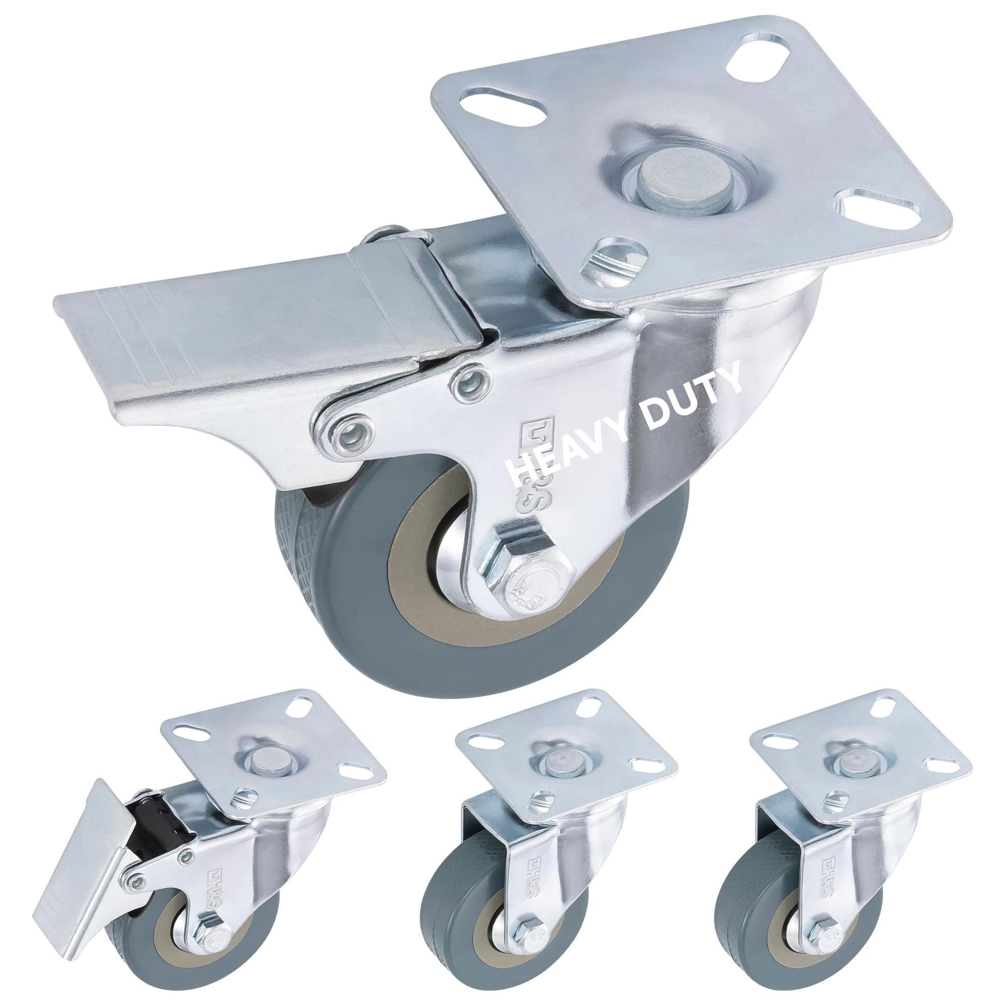 H&S Мебельrolle Transportrollen mit Bremse - Ролики для мебели - Räder Rollen Schwerlast, (4-St), Schwerlastrollen 50 mm - Rollen für Мебель - 4er Set - Gummi Lenkrollen