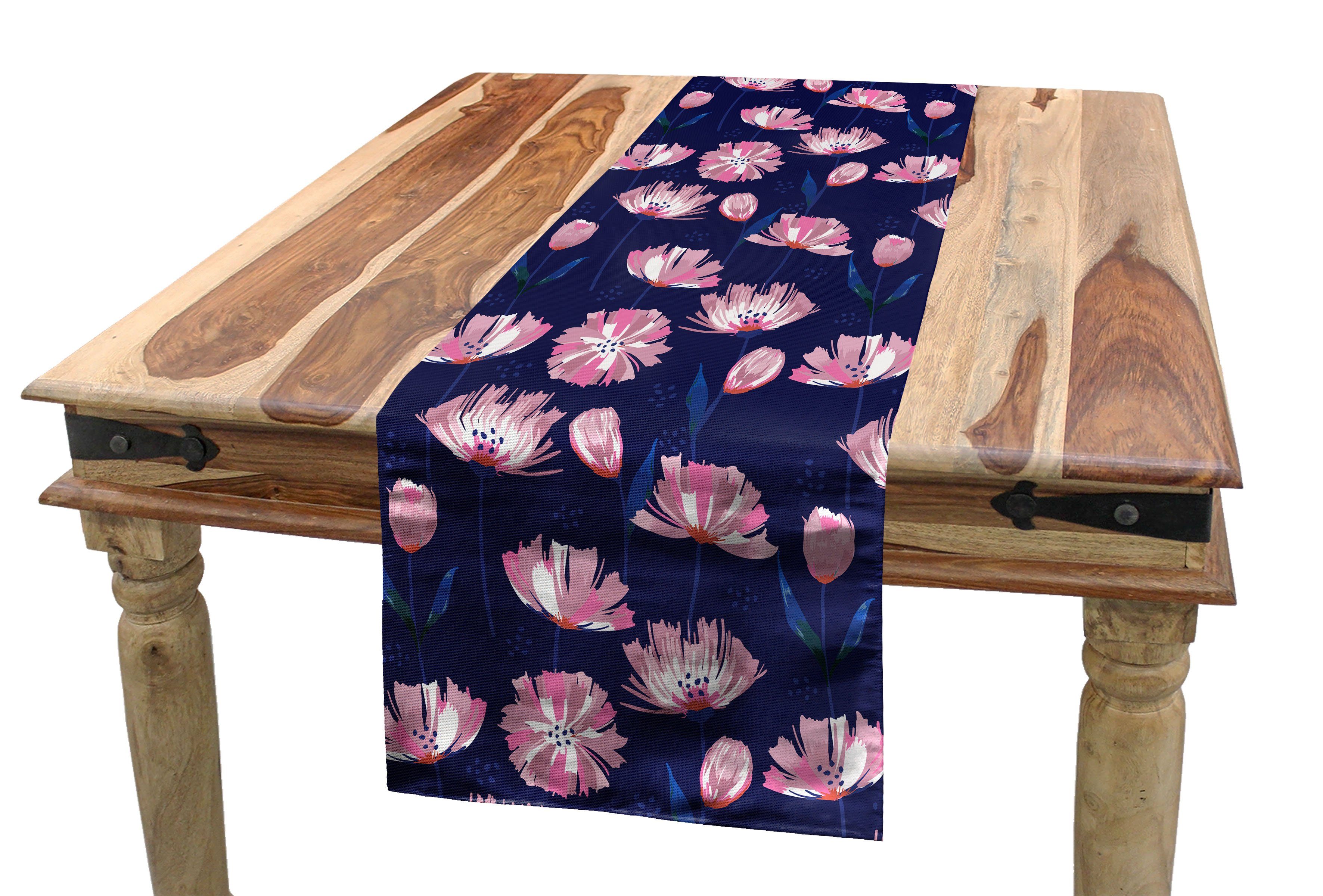 Tischläufer Garten-Kunst-Rosa-Mohnblumen Dekorativer Küche Blumen Tischläufer, Rechteckiger Esszimmer Abakuhaus