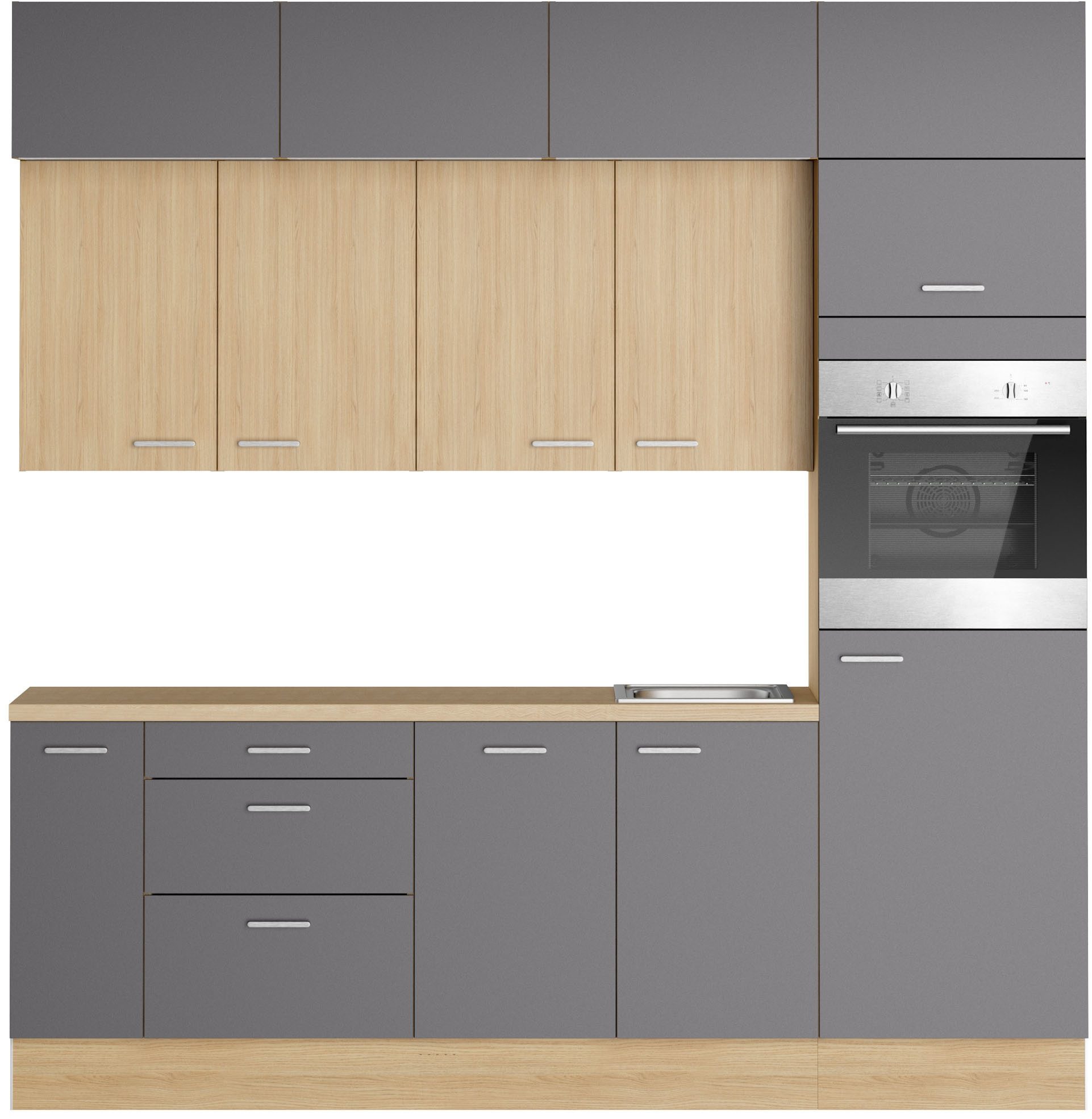 KOCHSTATION Küchenzeile KS-Lucy, Breite 240 cm, Soft-Close, inkl. Zubehör, wahlweise mit Geschirrspüler