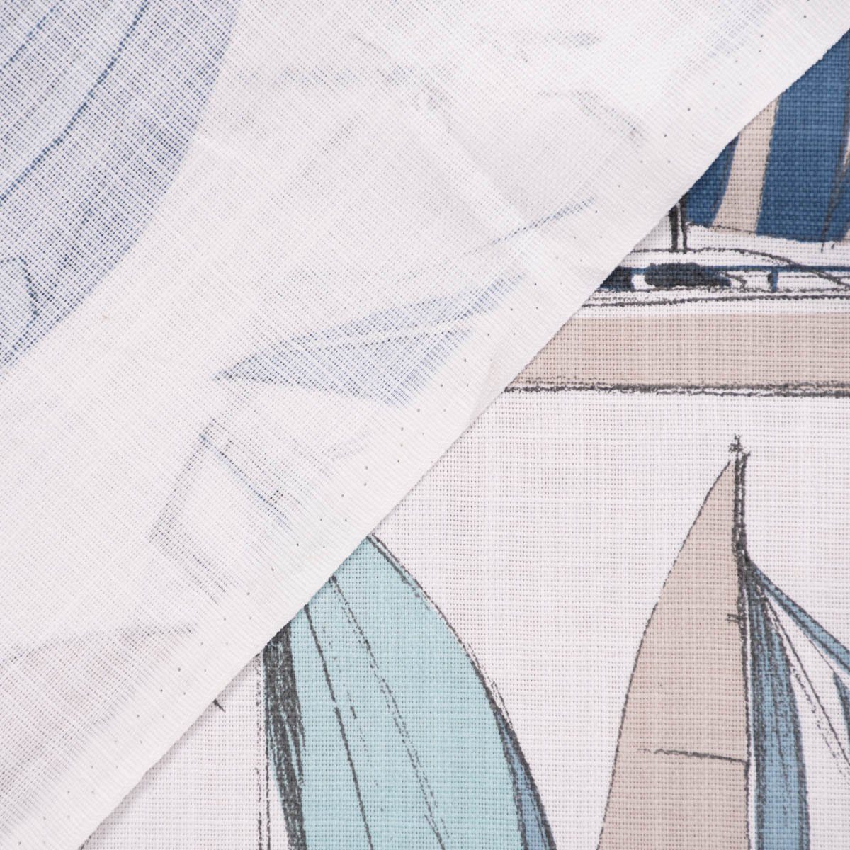 vorgewaschen LEBEN., (1 Vorhang blau Vorhang SCHÖNER Wunschlänge, LEBEN. made Larmor Baumwolle, oder Smokband St), in SCHÖNER Segelboote blickdicht, handmade, 245cm Germany,